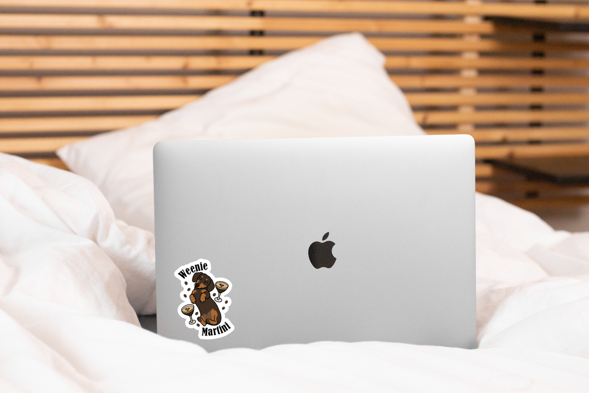 Weenie Martini Sticker - dog, pet, adopt, cute, coffee