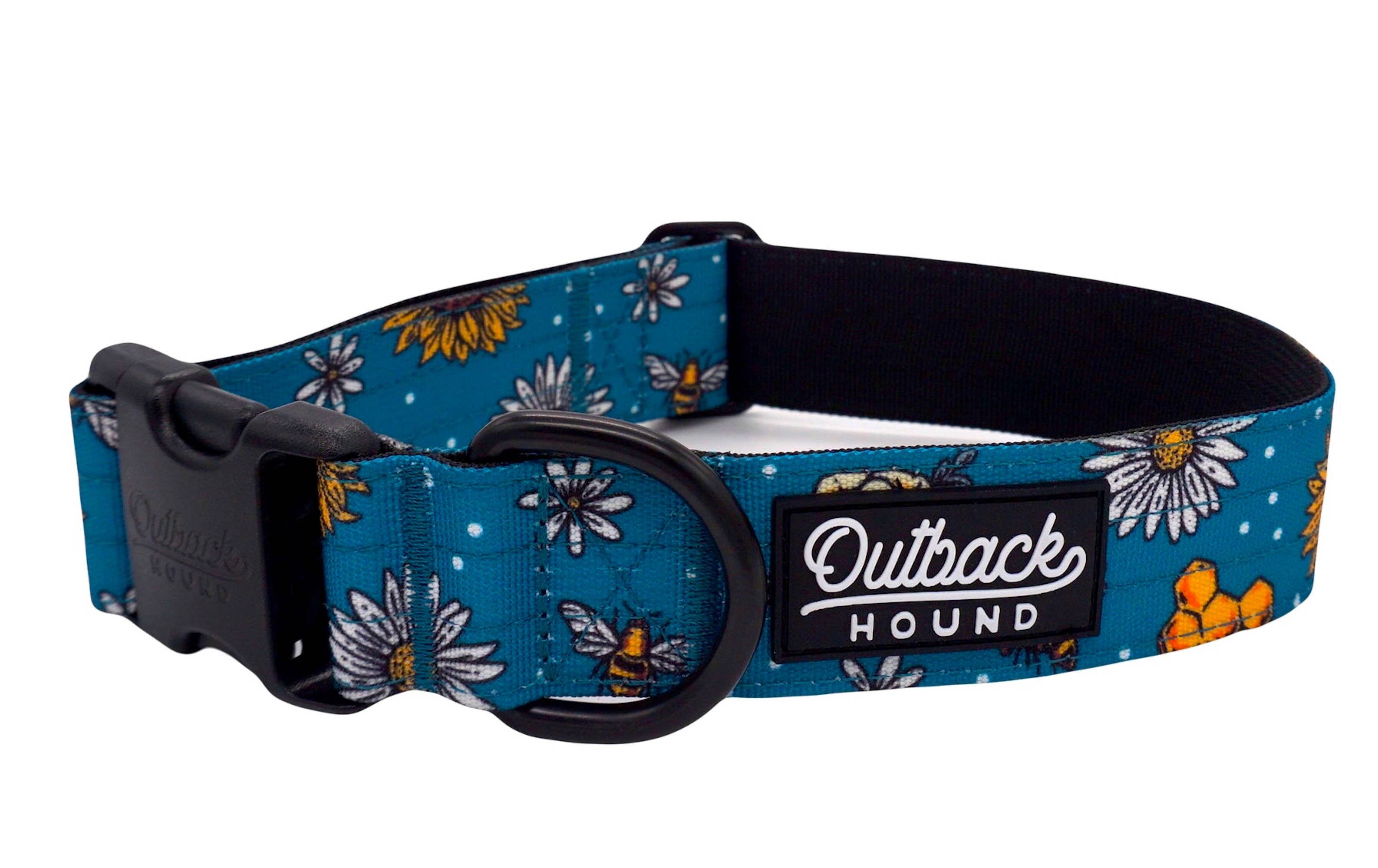 Outback Hound Bees Knees Teal Dog Collar