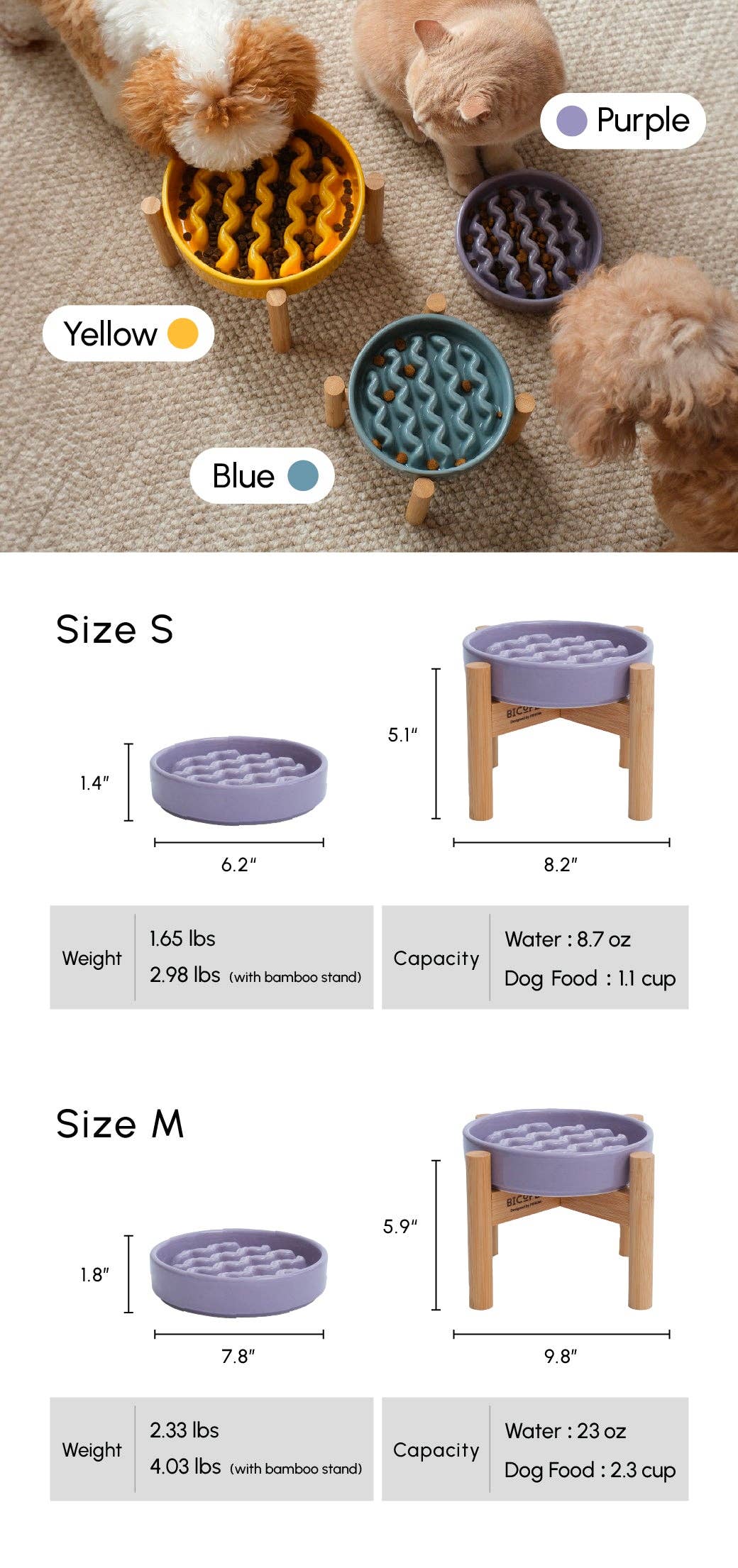 Pehom Macaroni Slow Feeder Dog Bowls - Purple