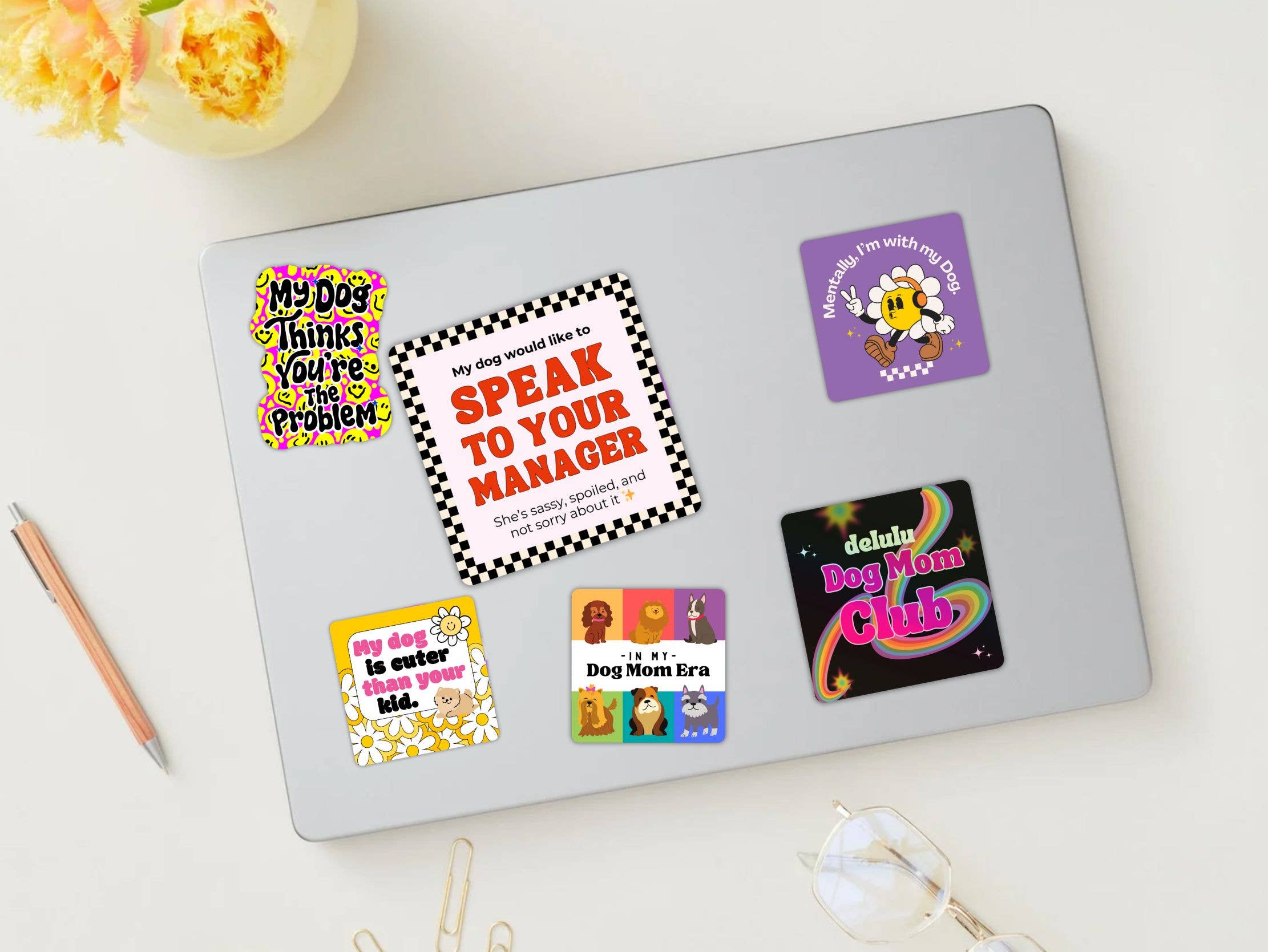 Bad Tags Delulu Dog Mom Sticker