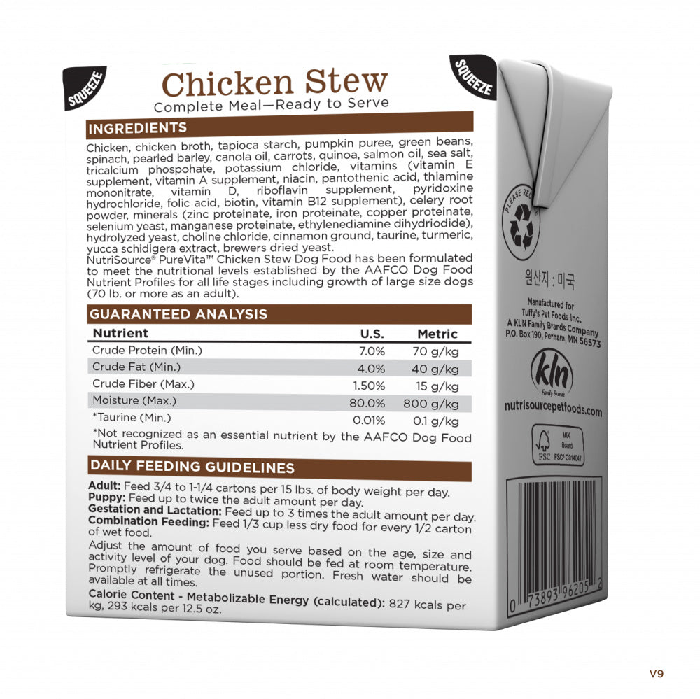 PURE VITA DOG CHICKEN STEW TETRA PAK 12.5OZ