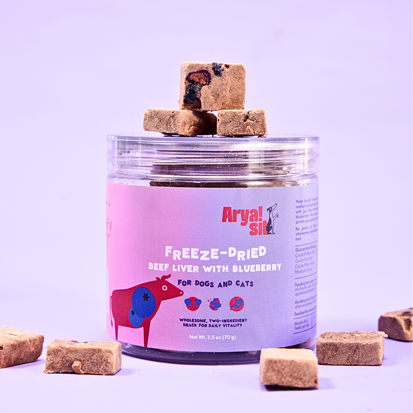 Arya Sit! Freeze-Dried Beef Liver with Blueberry 2.5oz