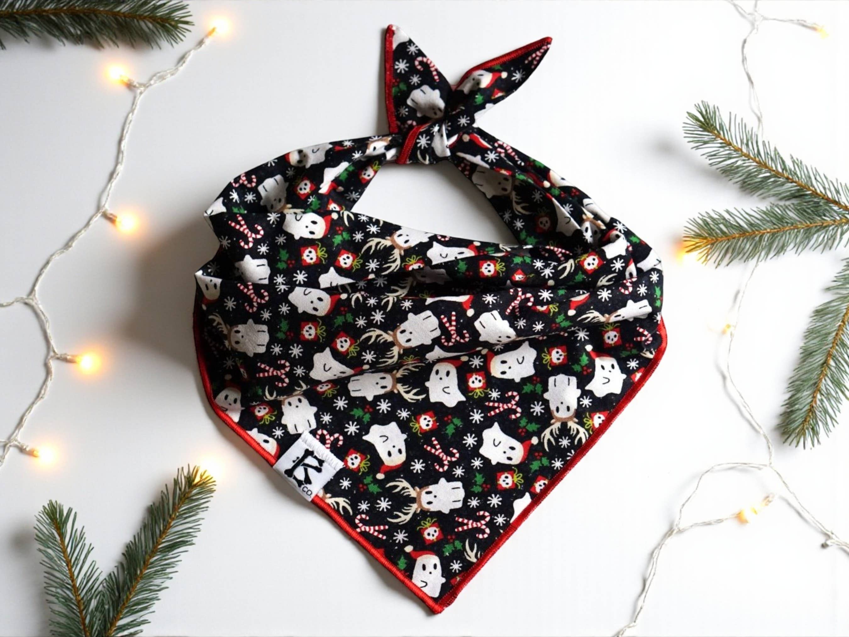 "Ghosts of Christmas" Spooky Ghost Holiday Dog Bandana