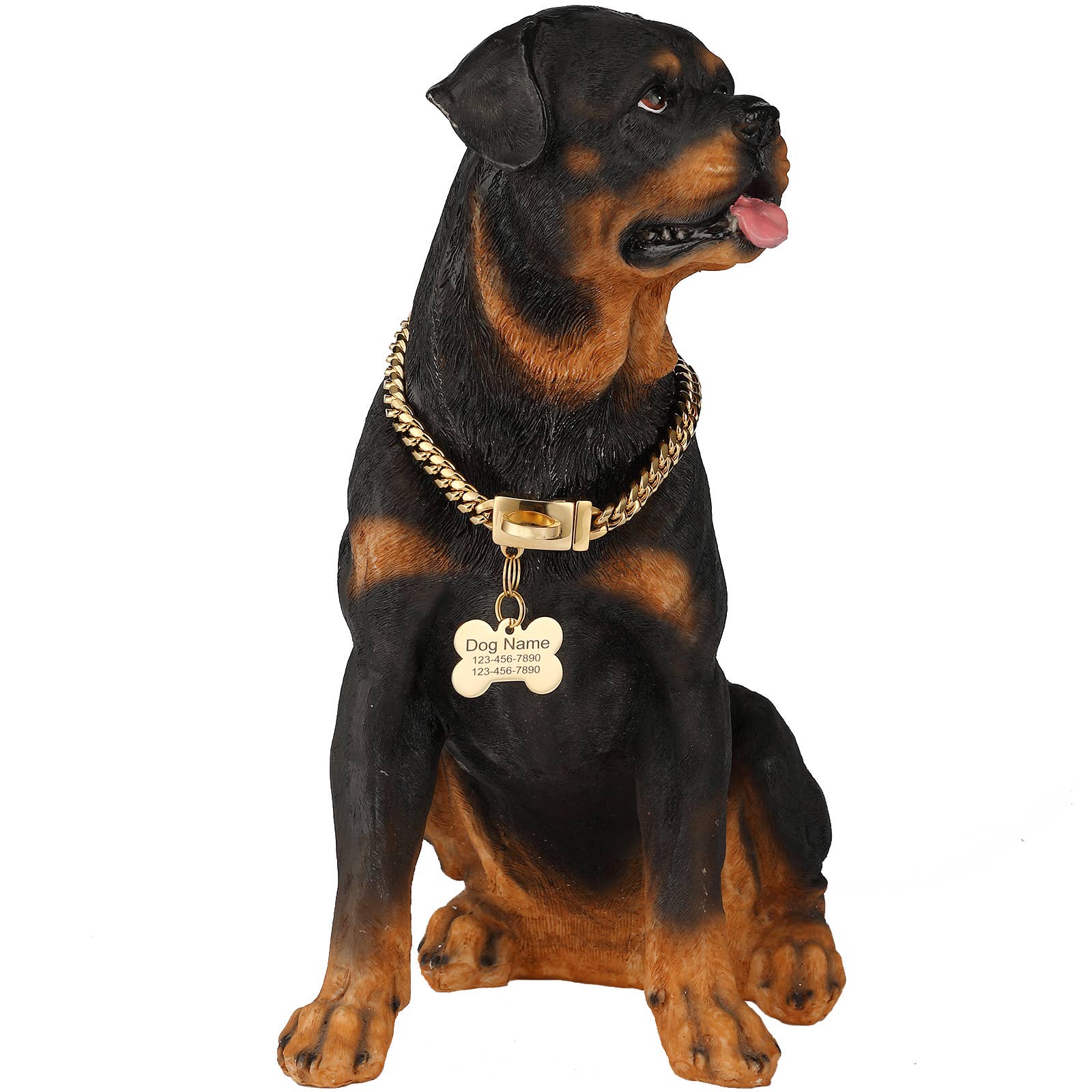 Vudeco Tarvos Gold Chain Dog Collar with Secure Snap Buckle 10mm
