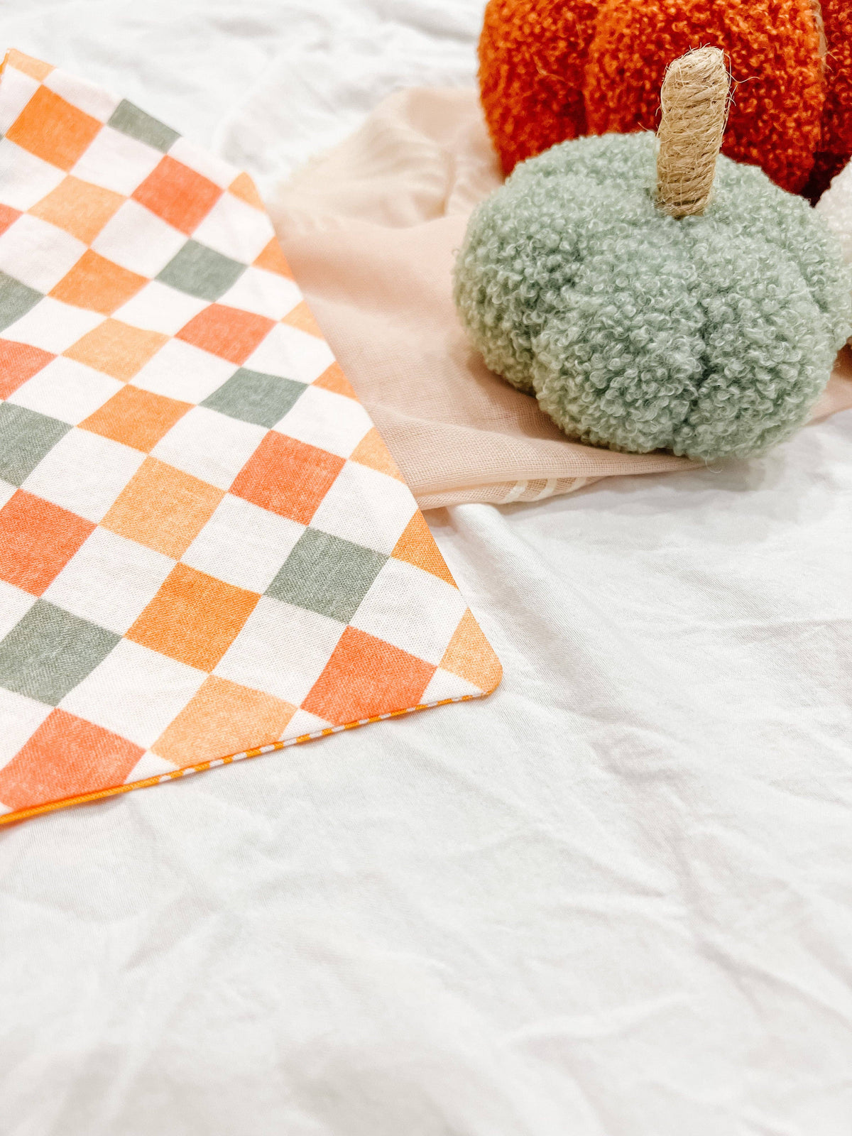 Stellaloo Fall Checkered Snap-On Reversible Dog Bandana