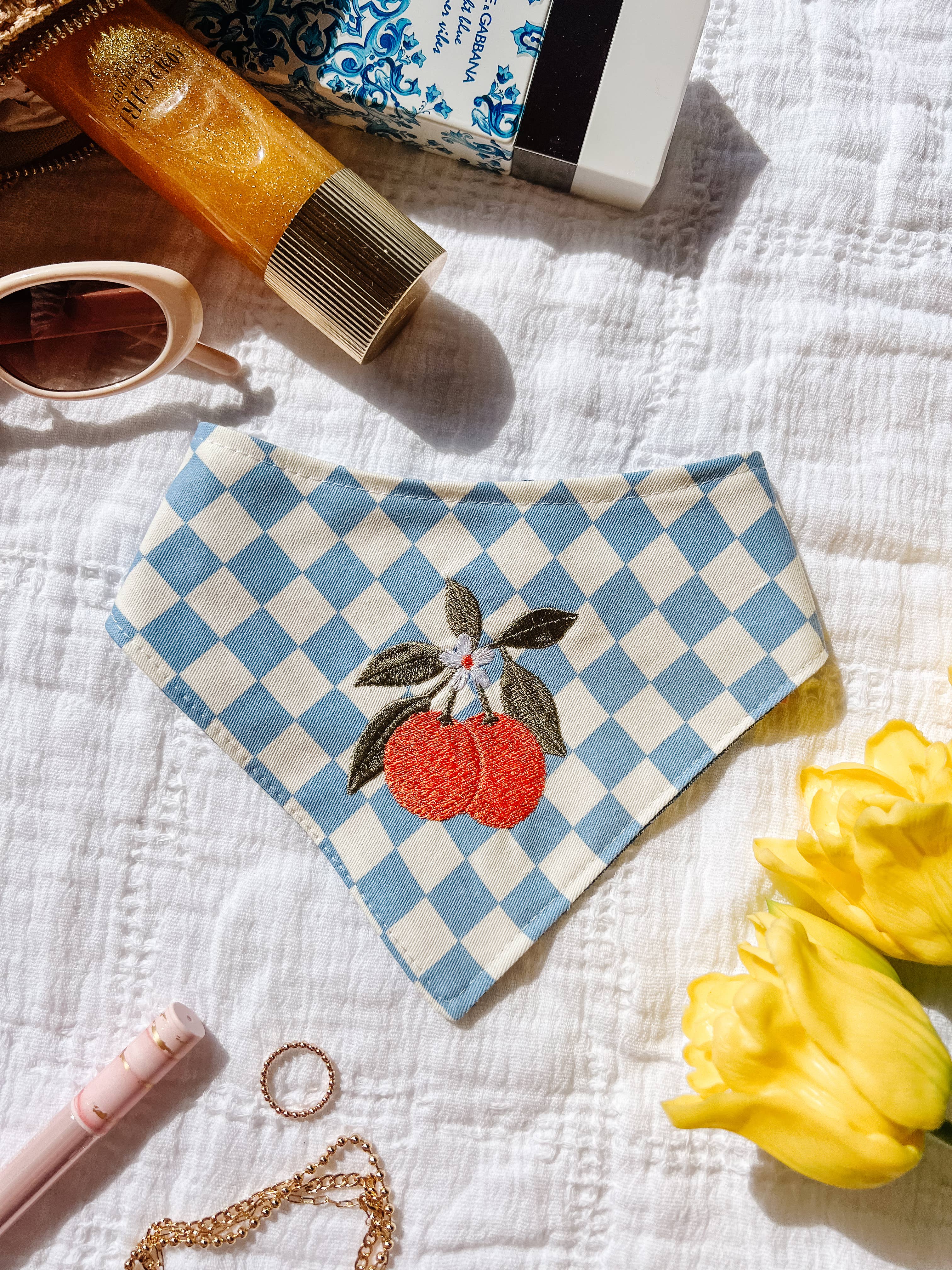 Stellaloo Oranges Denim Snap-On Reversible Bandana
