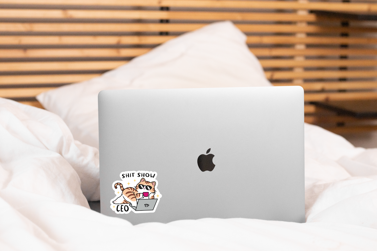 Shit Show CEO Sticker - pet, cat, office, funny, cute