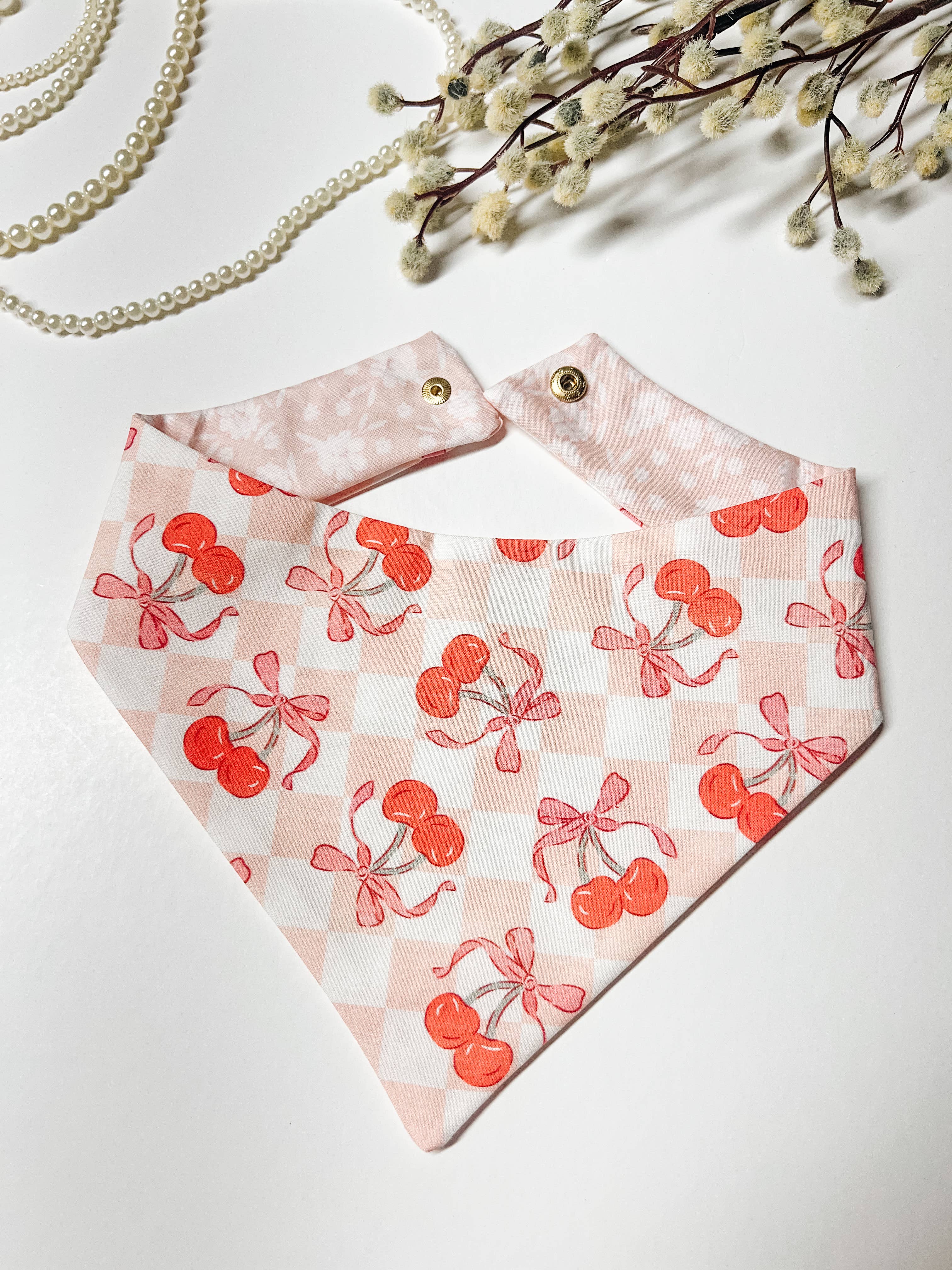 Stella Loo Coquette Cherry Snap-On Reversible Bandana