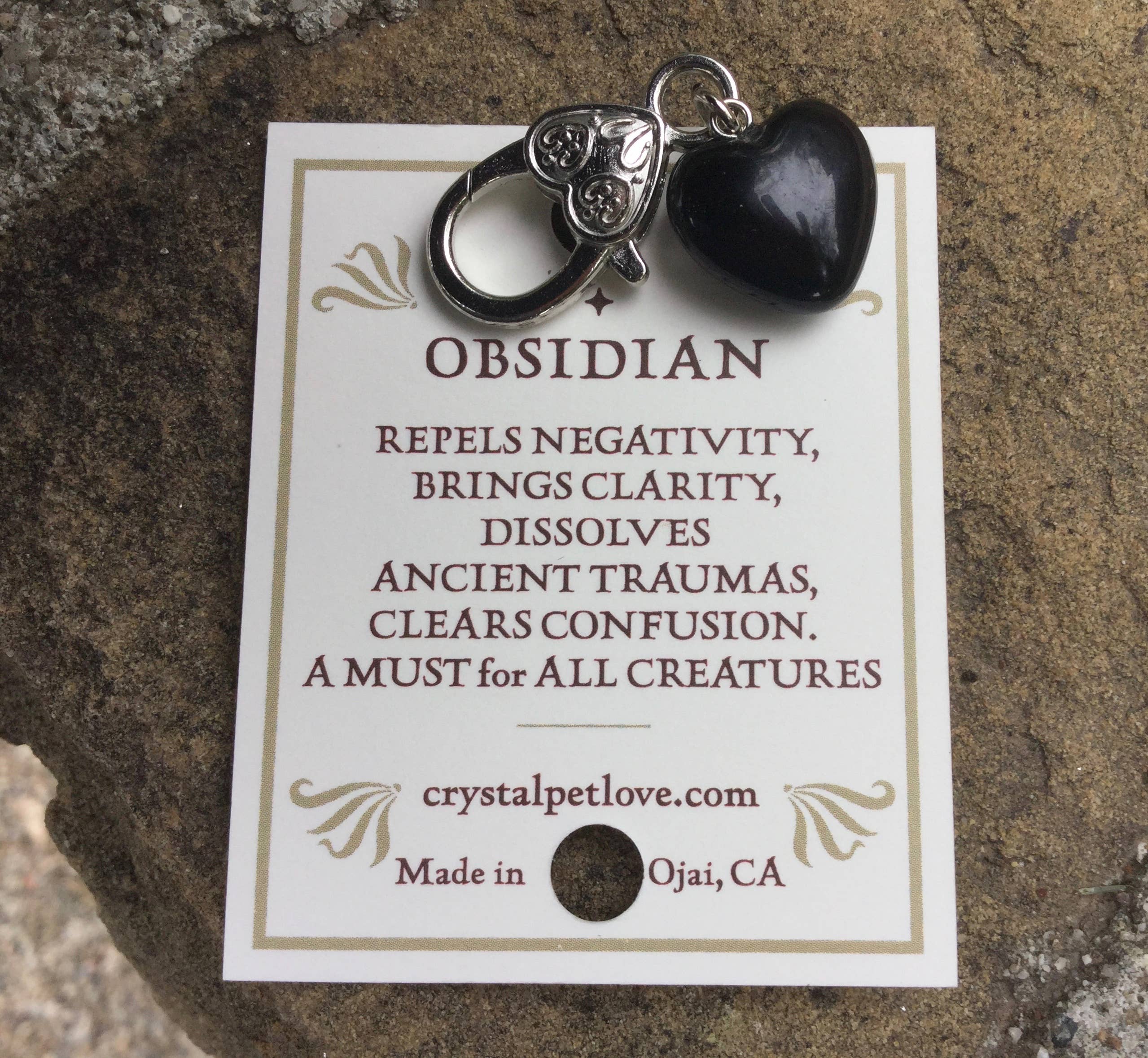Crystal Pet Love Black Obsidian Heart
