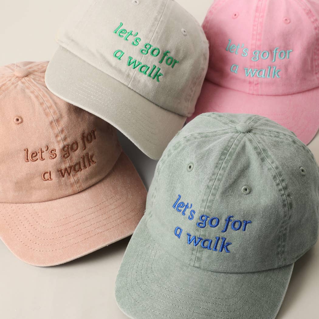 Let's Go For A Walk Embroidered Cotton Baseball Cap