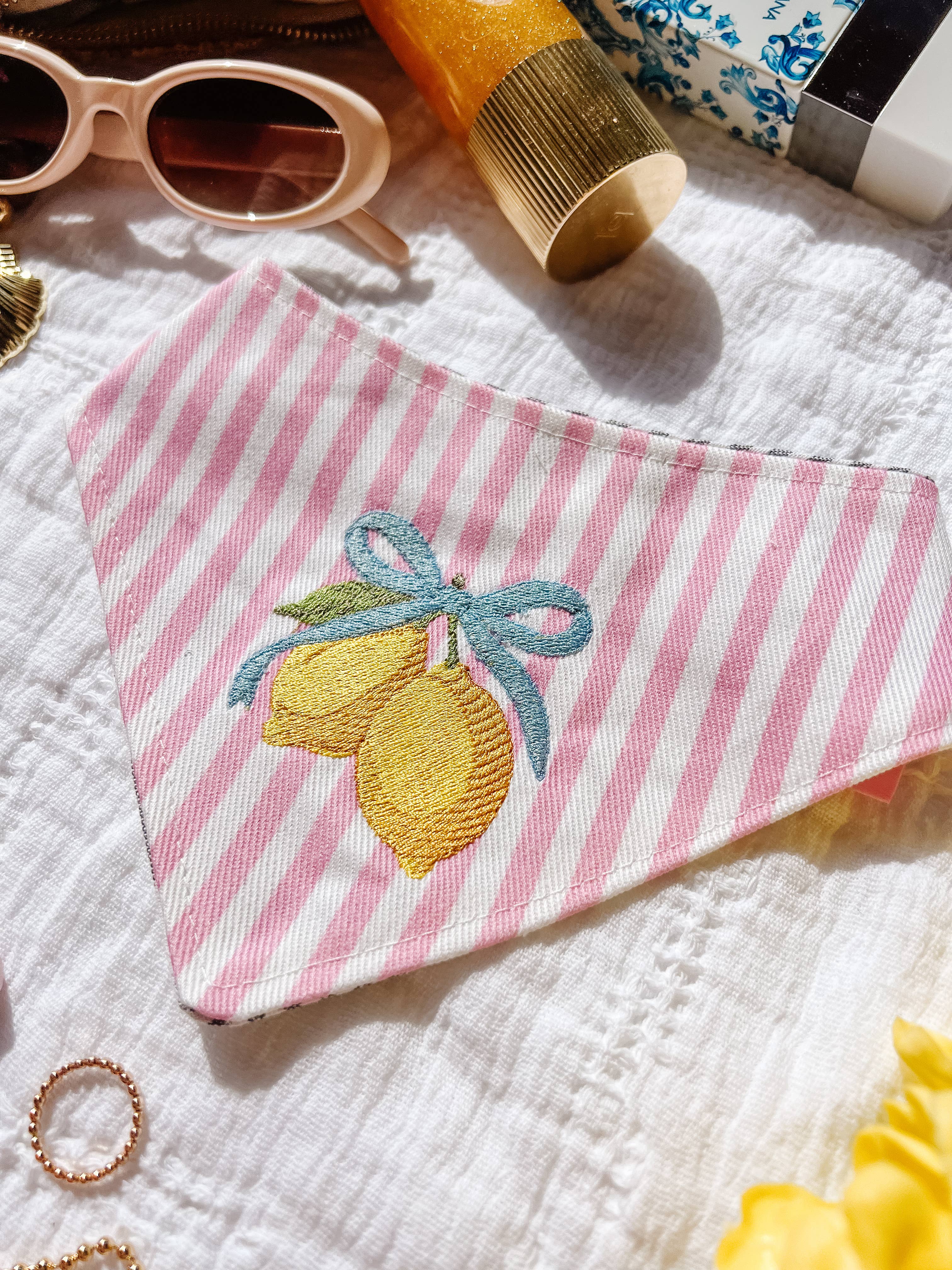 Stellaloo Lemon Denim Snap-On Reversible Bandana 