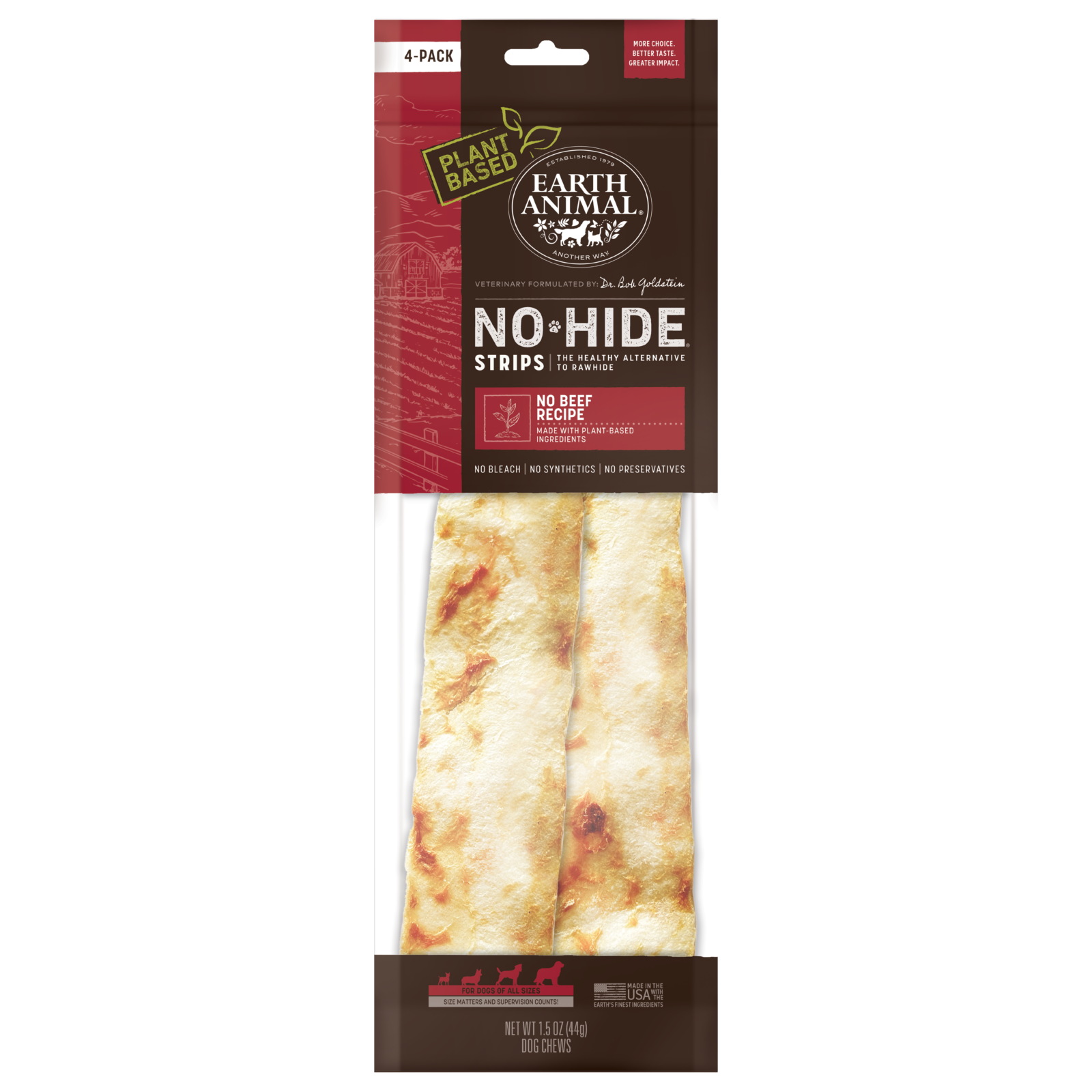 Earth Animal Dog No Hide No Beef Strips 4-Pack