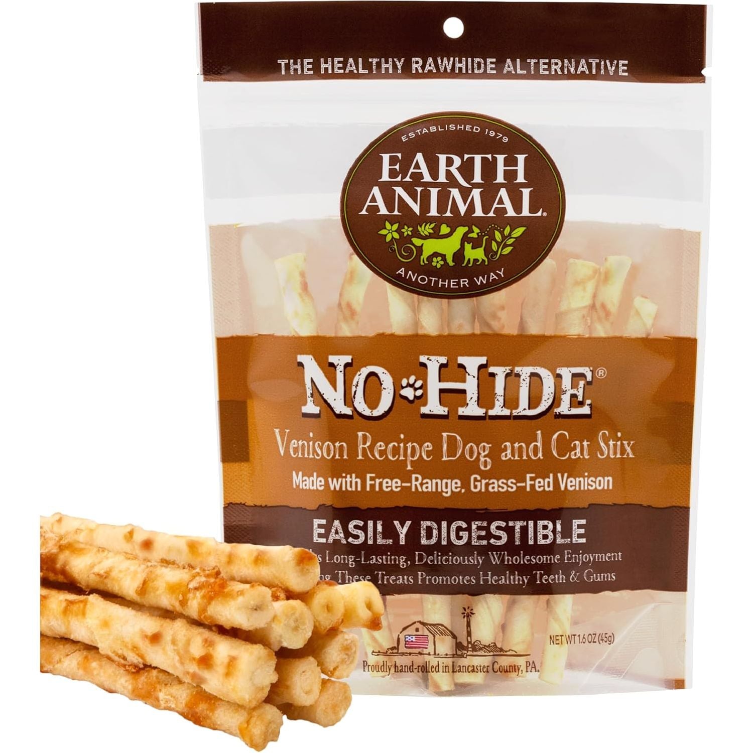 Earth Animal Dog Cat No Hide Venison Stix 10ct Treat