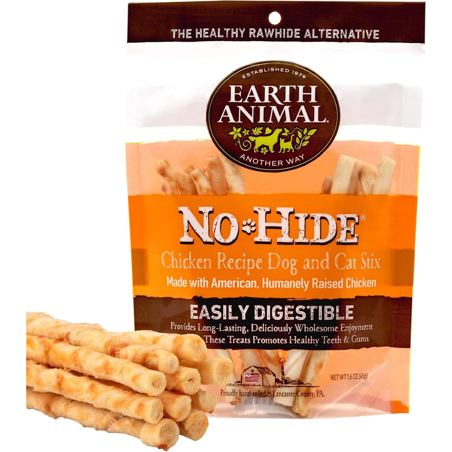 Earth Animal Dog Cat No Hide Chicken Stix 10ct Treat