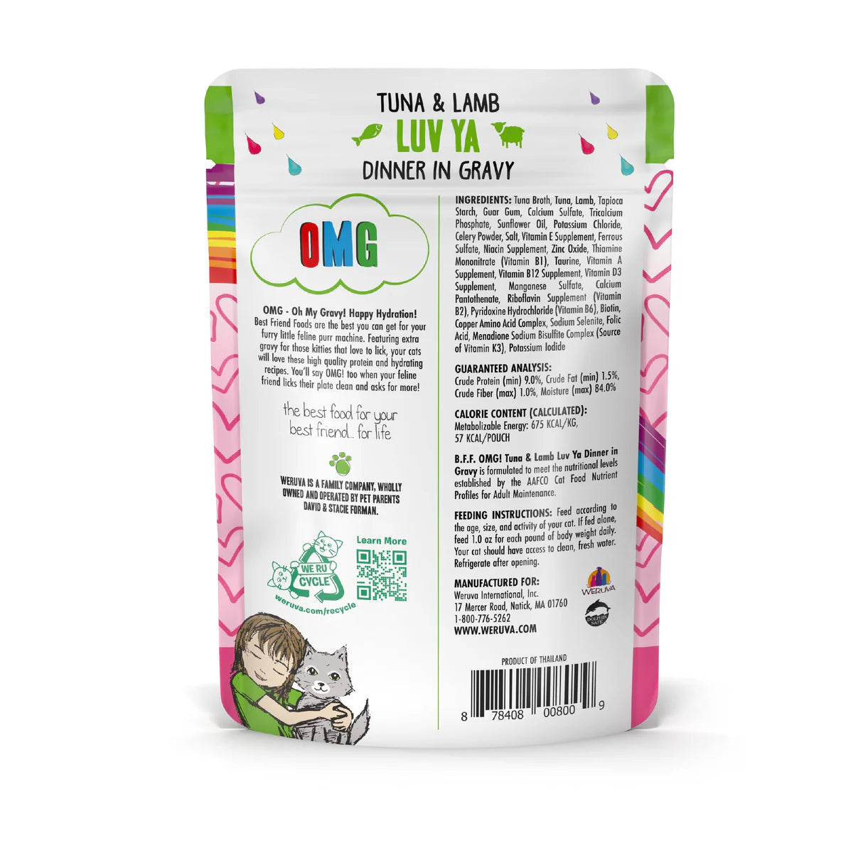 Weruva BFF OMG GRAVY Tuna & Lamb Dinner in Gravy Wet Cat Food Pouch, 3-oz