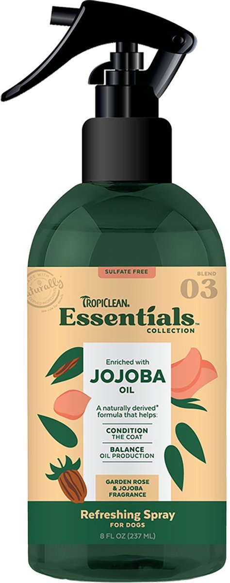 TROPICLEAN ESSENTIALS JOJOBA SPRAY 8oz