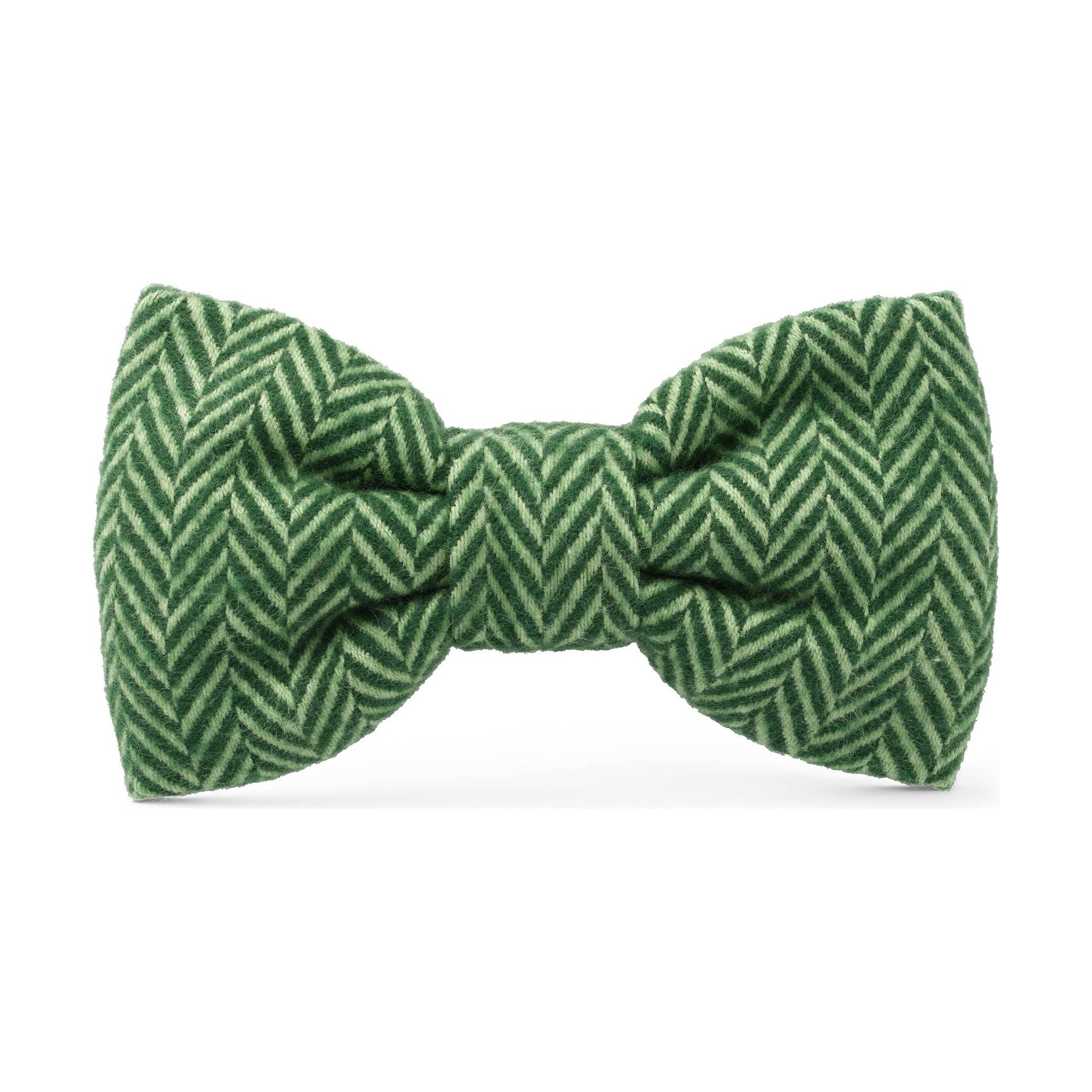 The Foggy Dog Green Herringbone Flannel Holiday Bow Tie