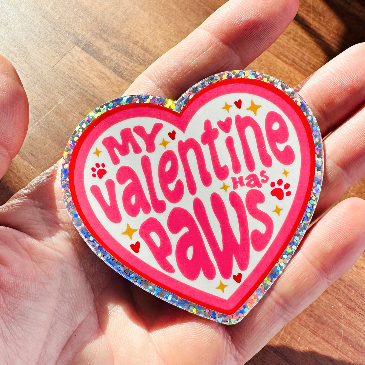 My Valentine Has Paws Vinyl Dog Sticker