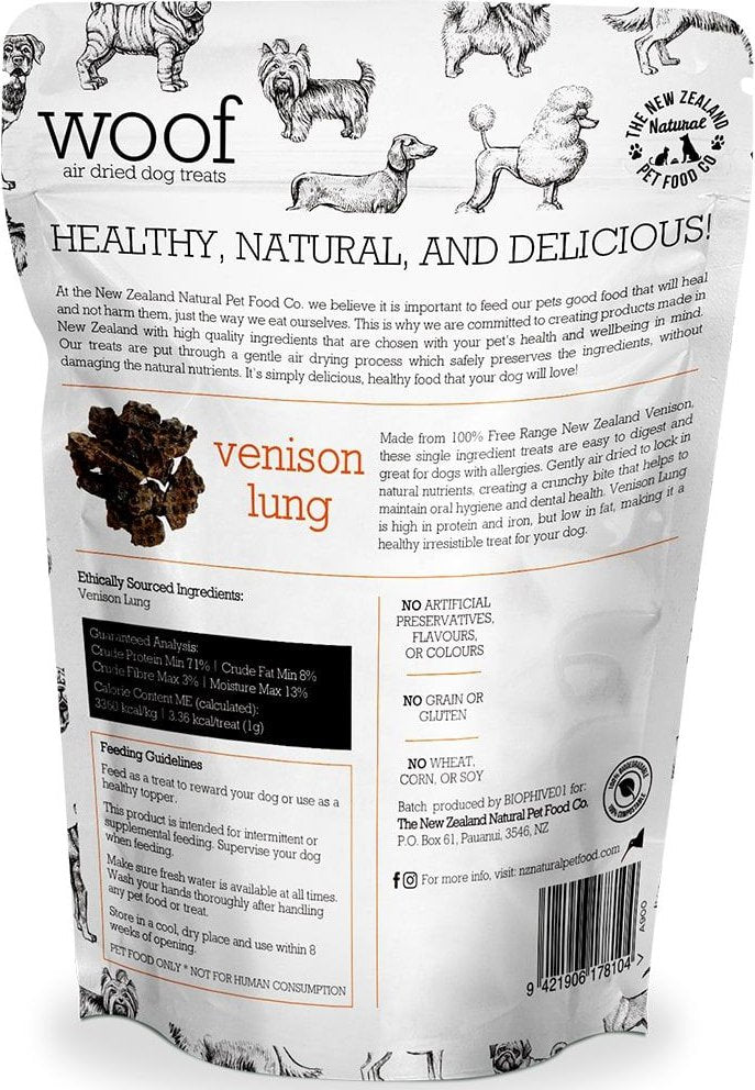 The New Zealand Woof Venison Lung Air Dried 1.76 oz