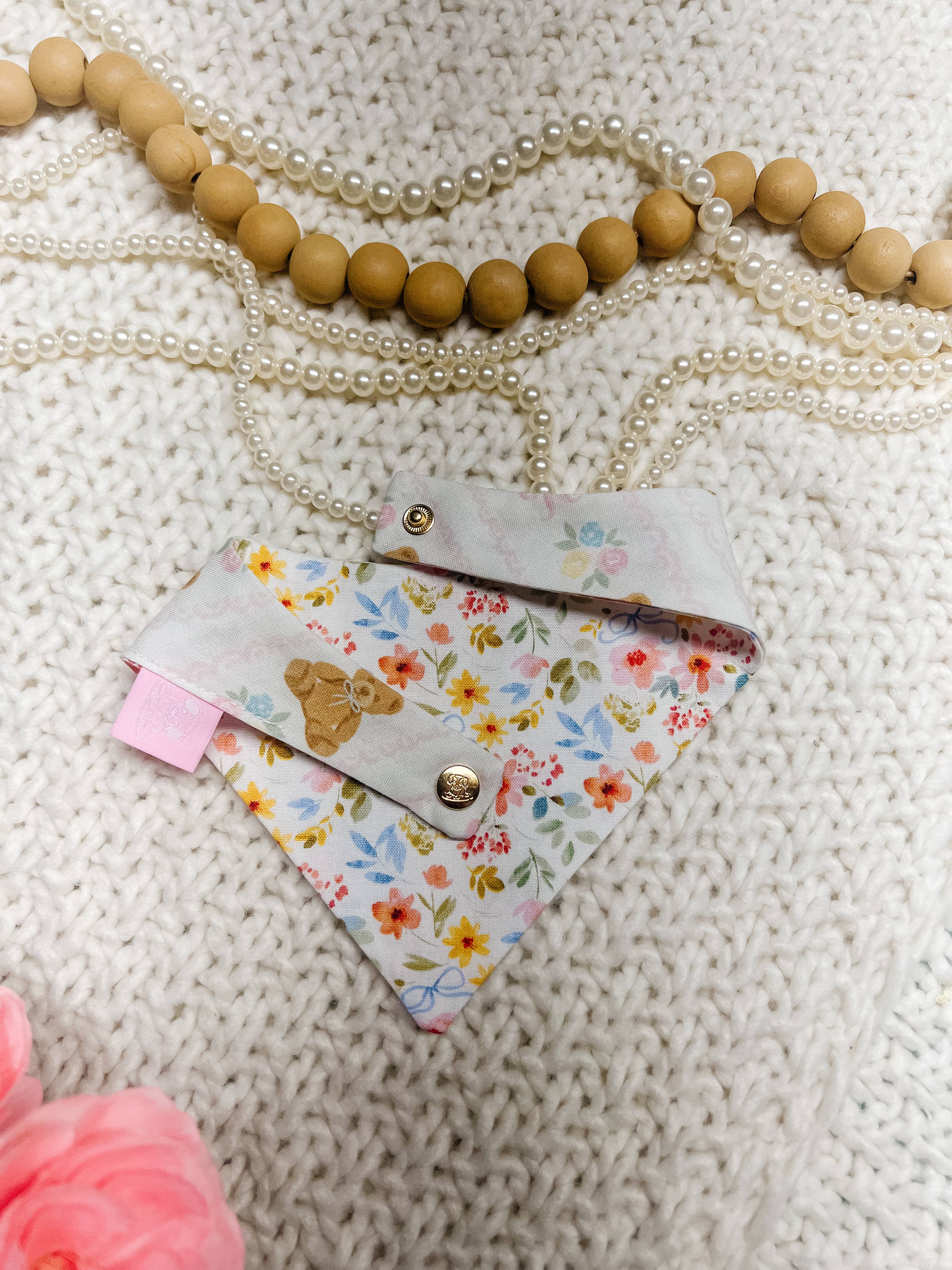 Stella Loo Teddy Bear Snap-On Reversible Bandana