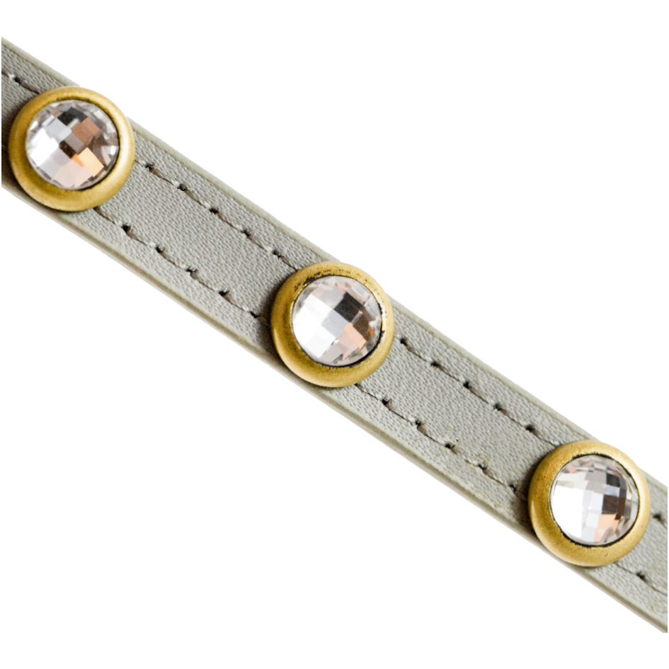 Dosha Dog Mini Diamond Dog Collar/Leash - Gray, Rhinestones