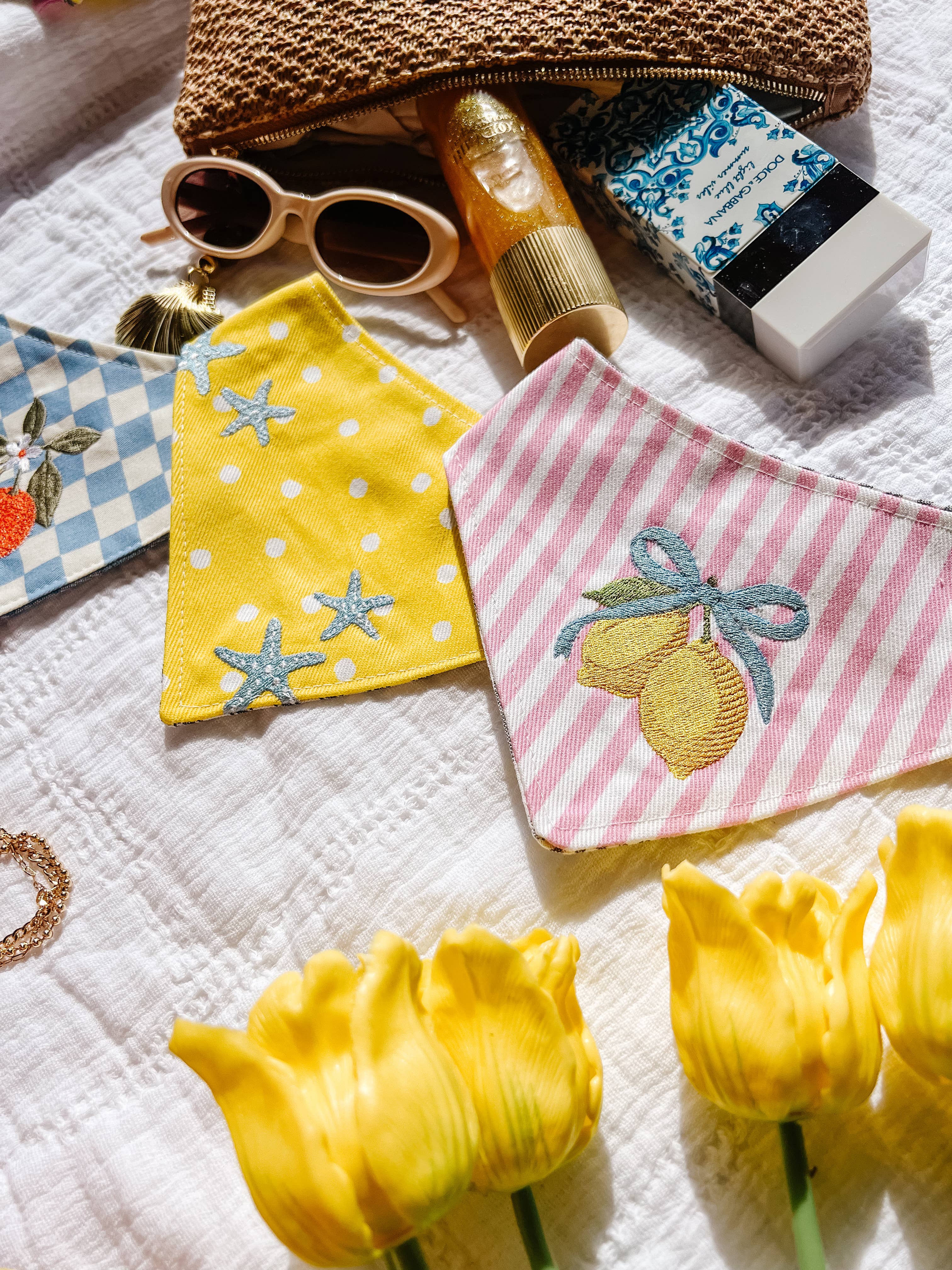 Stellaloo Lemon Denim Snap-On Reversible Bandana 