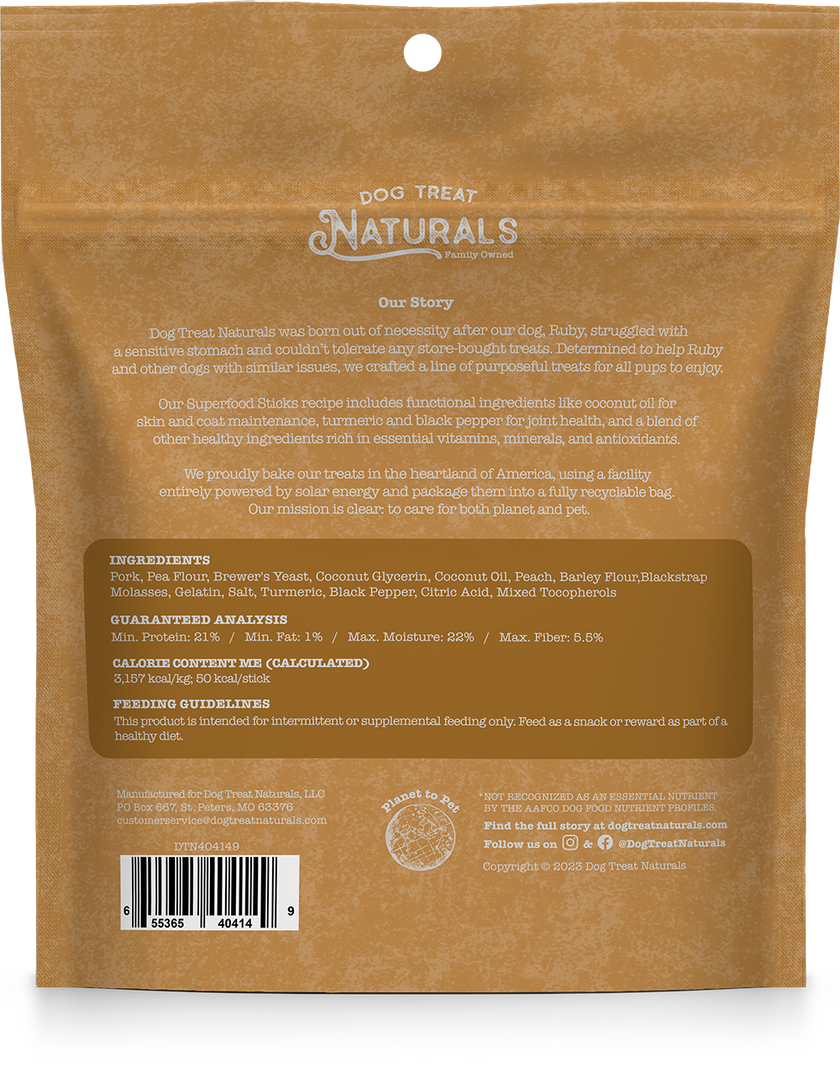 Dog Naturals Superfood Sticks Pork & Peach 10oz