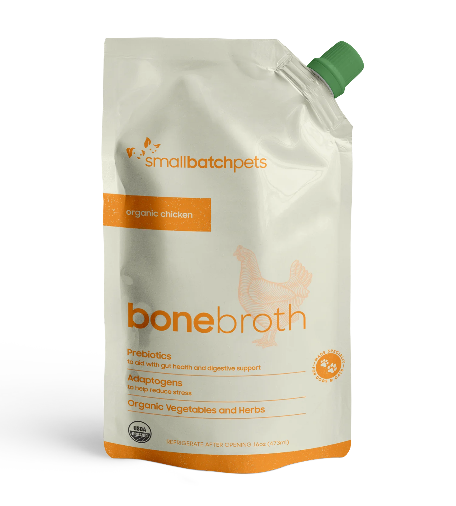 Smallbatch Dog Cat Bone Broth Chicken Organic Pouch 16oz