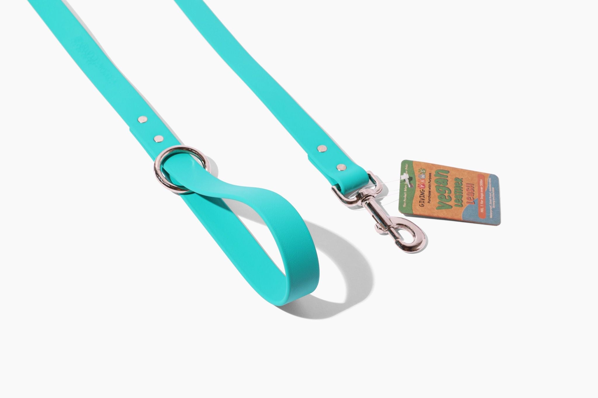 Giving Paws Vegan Leather Leash TEAL