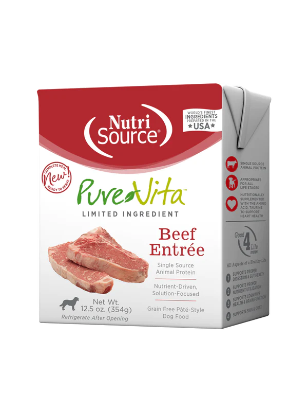 PURE VITA DOG BEEF GF TETRA PAK 12.5OZ