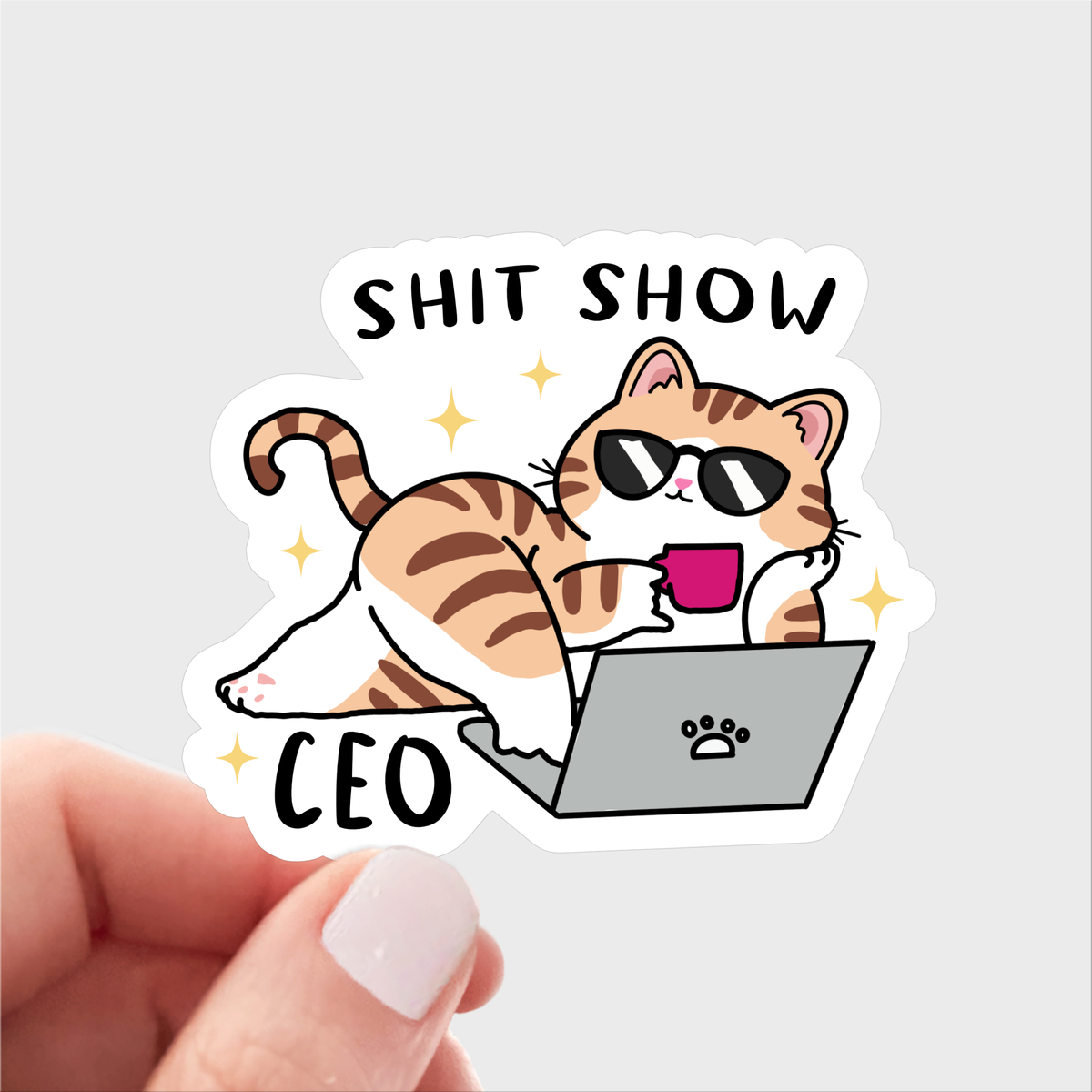 Shit Show CEO Sticker - pet, cat, office, funny, cute