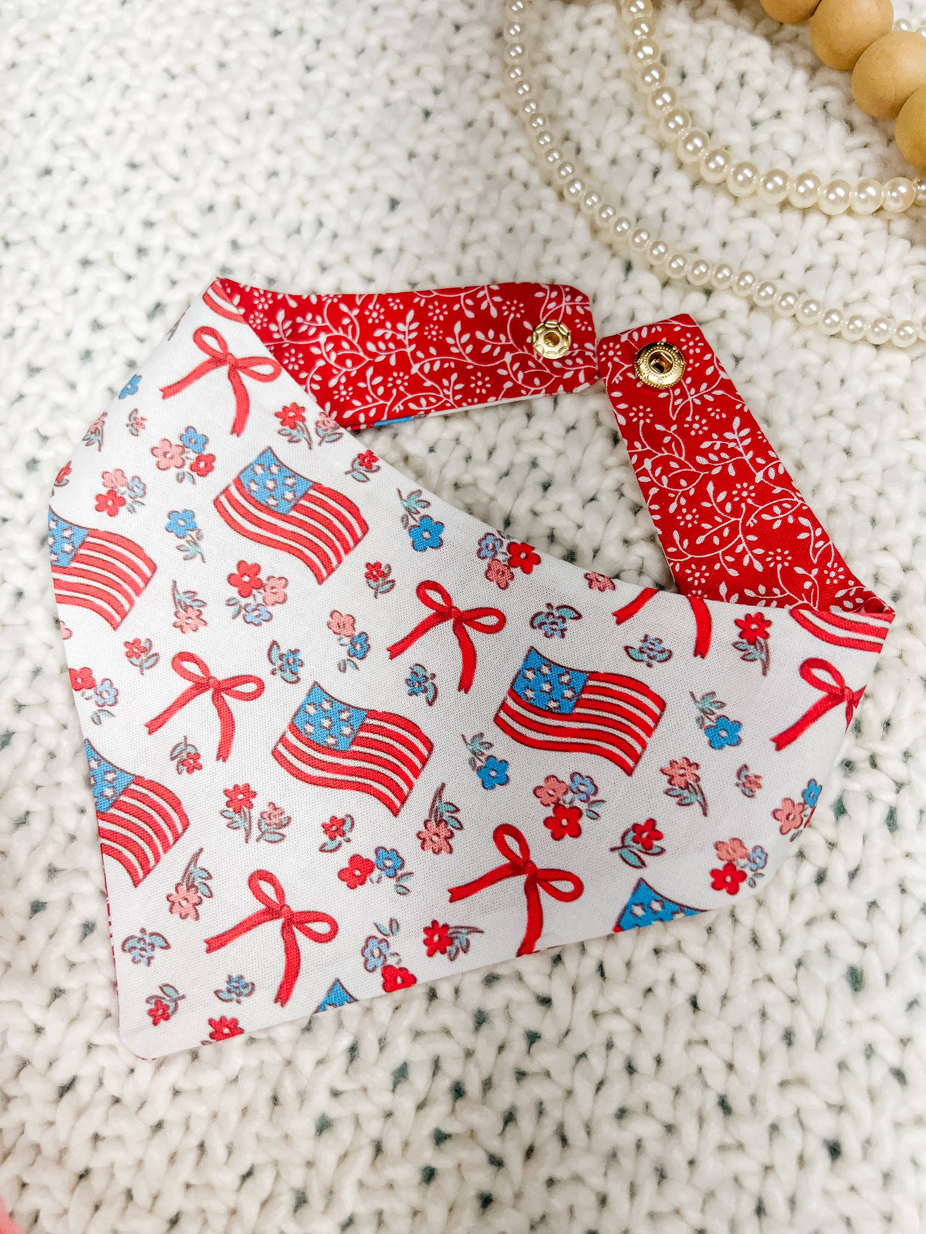 Stellaloo American Flag Snap-On Dog Bandana Reversible