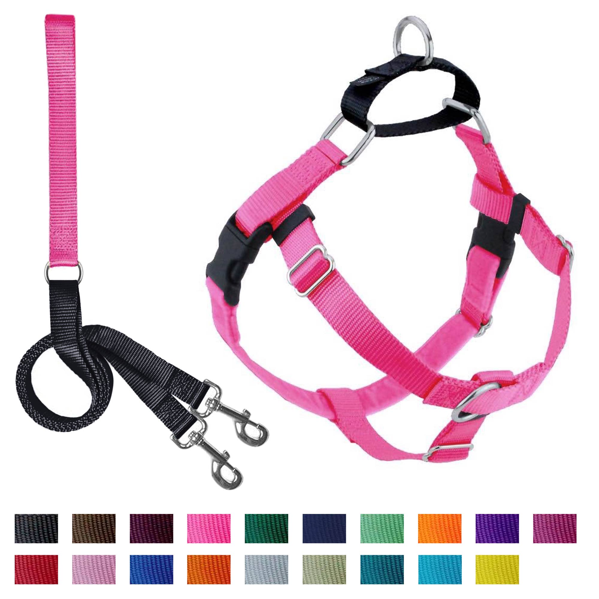 2 Hounds Design Freedom No-Pull Dog Harness with Leash - Hot Pink