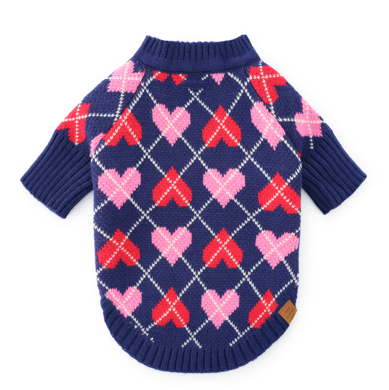 The Foggy Dog Heart Argyle Dog Sweater