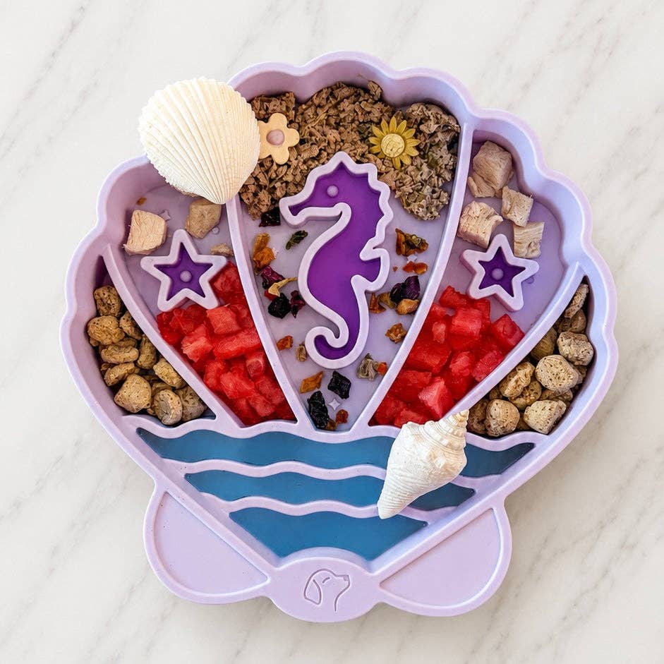 Pawsome Tails Seashell Slow Feeder Bowl | Lilac