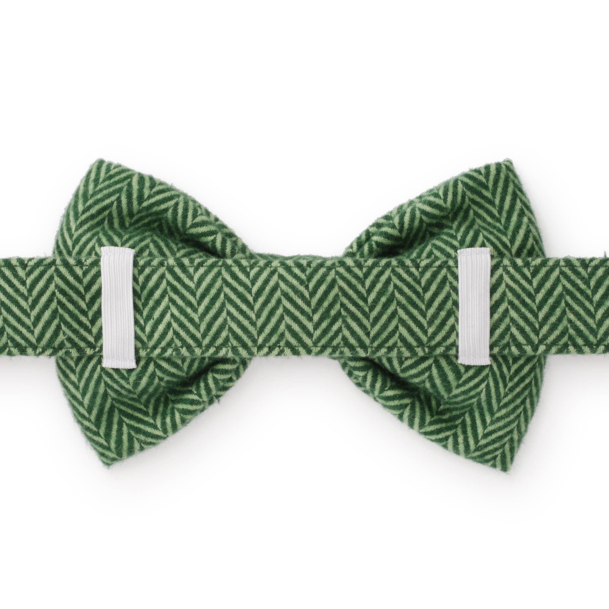 The Foggy Dog Green Herringbone Flannel Holiday Bow Tie