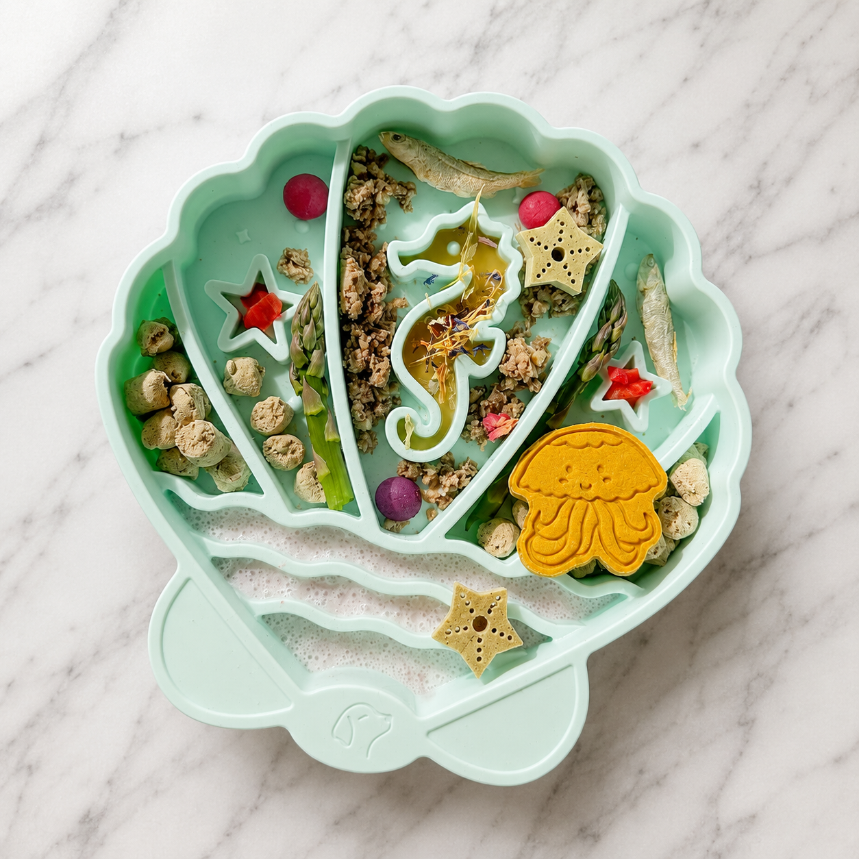 Pawsome Tails Seashell Slow Feeder Bowl | Seafoam