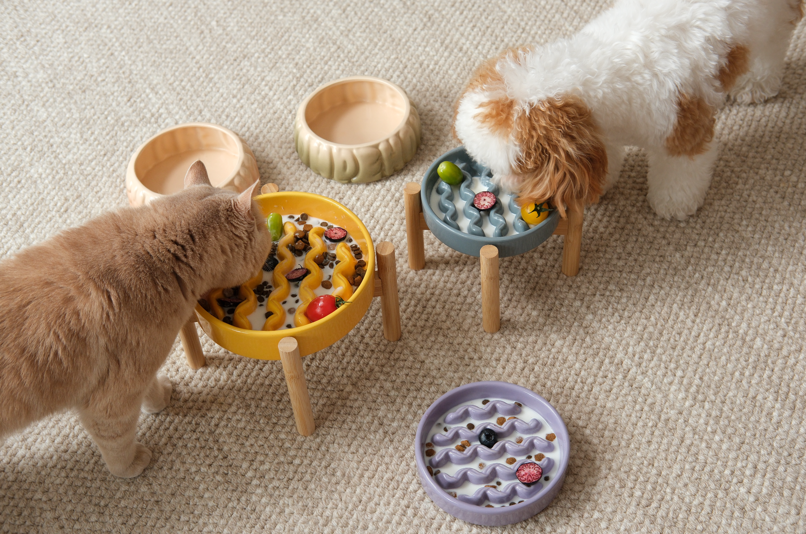 Pehom Macaroni Slow Feeder Dog Bowls - Purple