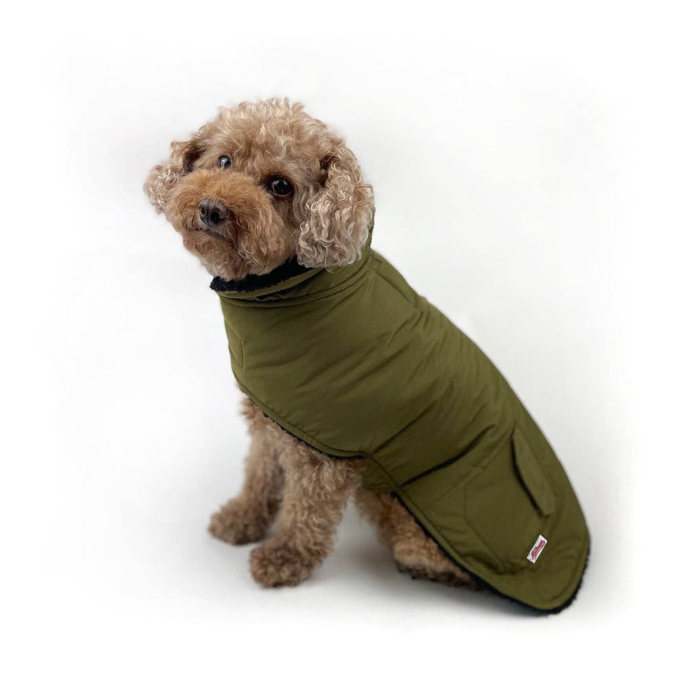 Milltown Brand Dog Reversible Puffer/Teddy Fleece Coat