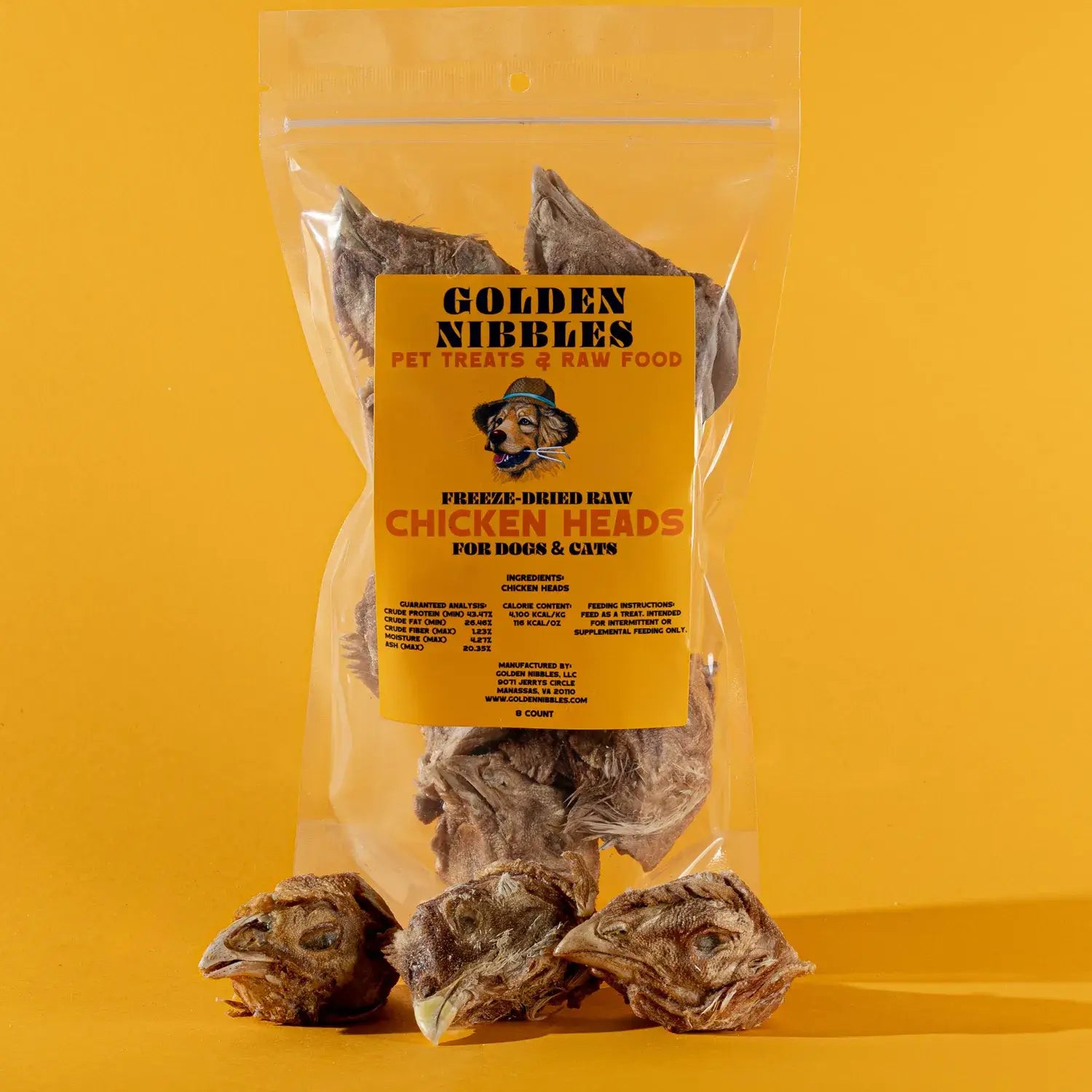 Golden Nibbles Chicken Head - Bag of 6