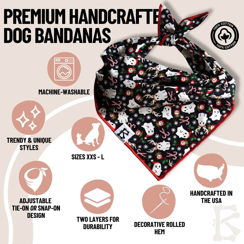 "Ghosts of Christmas" Spooky Ghost Holiday Dog Bandana