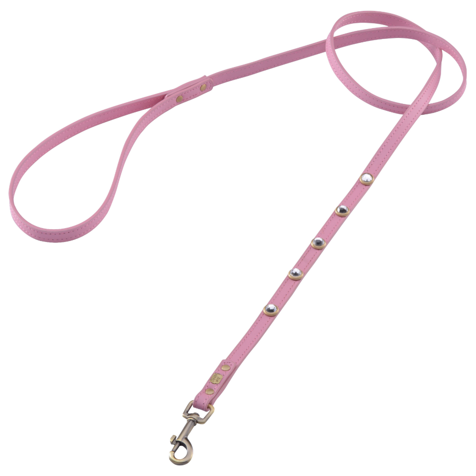 Dosha Dog Mini Diamond Dog Collar/Leash - Pink, Rhinestones