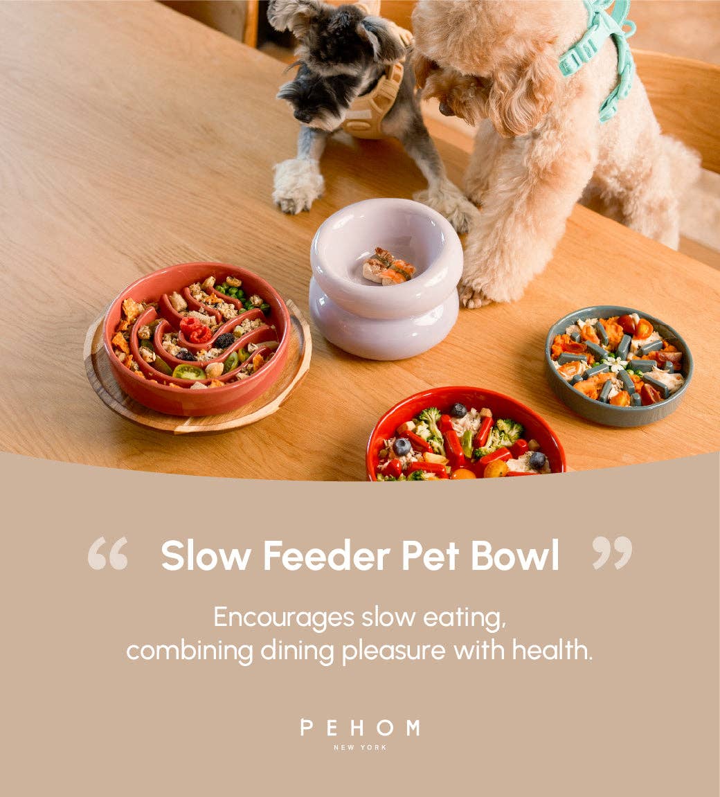 Pehom Wave Slow Feeder Dog Bowls - Beige
