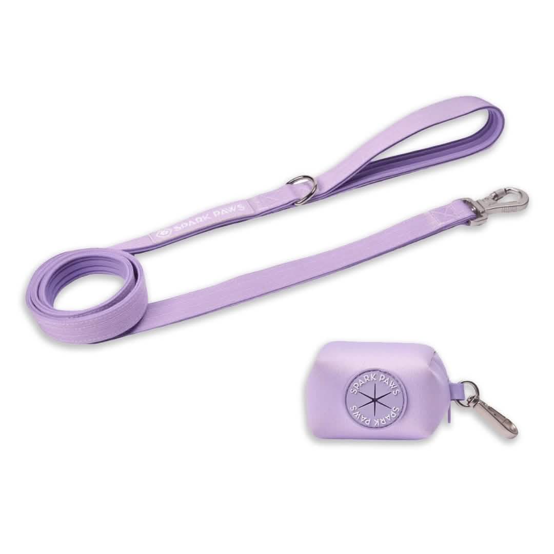 Spark Paws Leash and Poop Bag Holder Set - Lilac