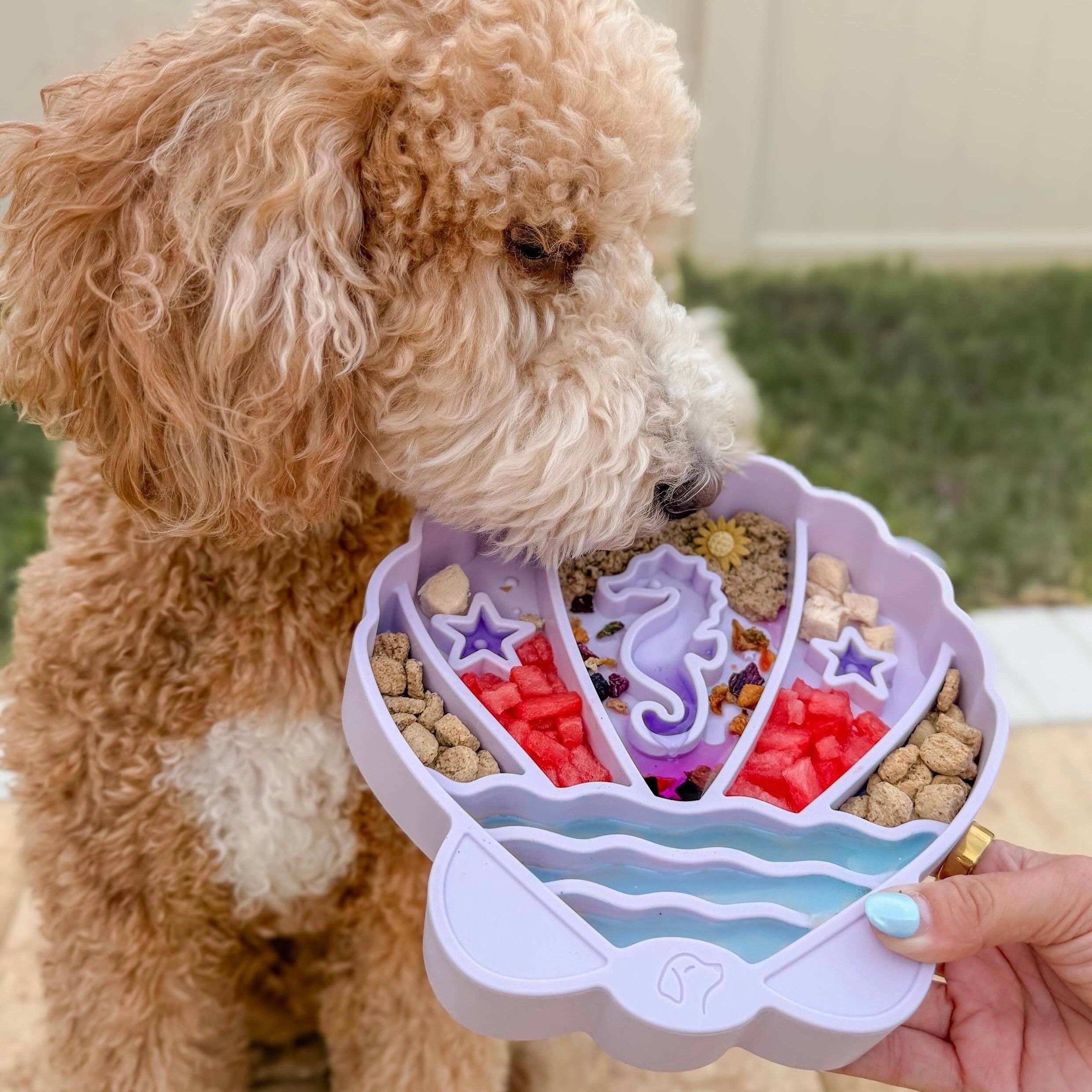 Pawsome Tails Seashell Slow Feeder Bowl | Lilac