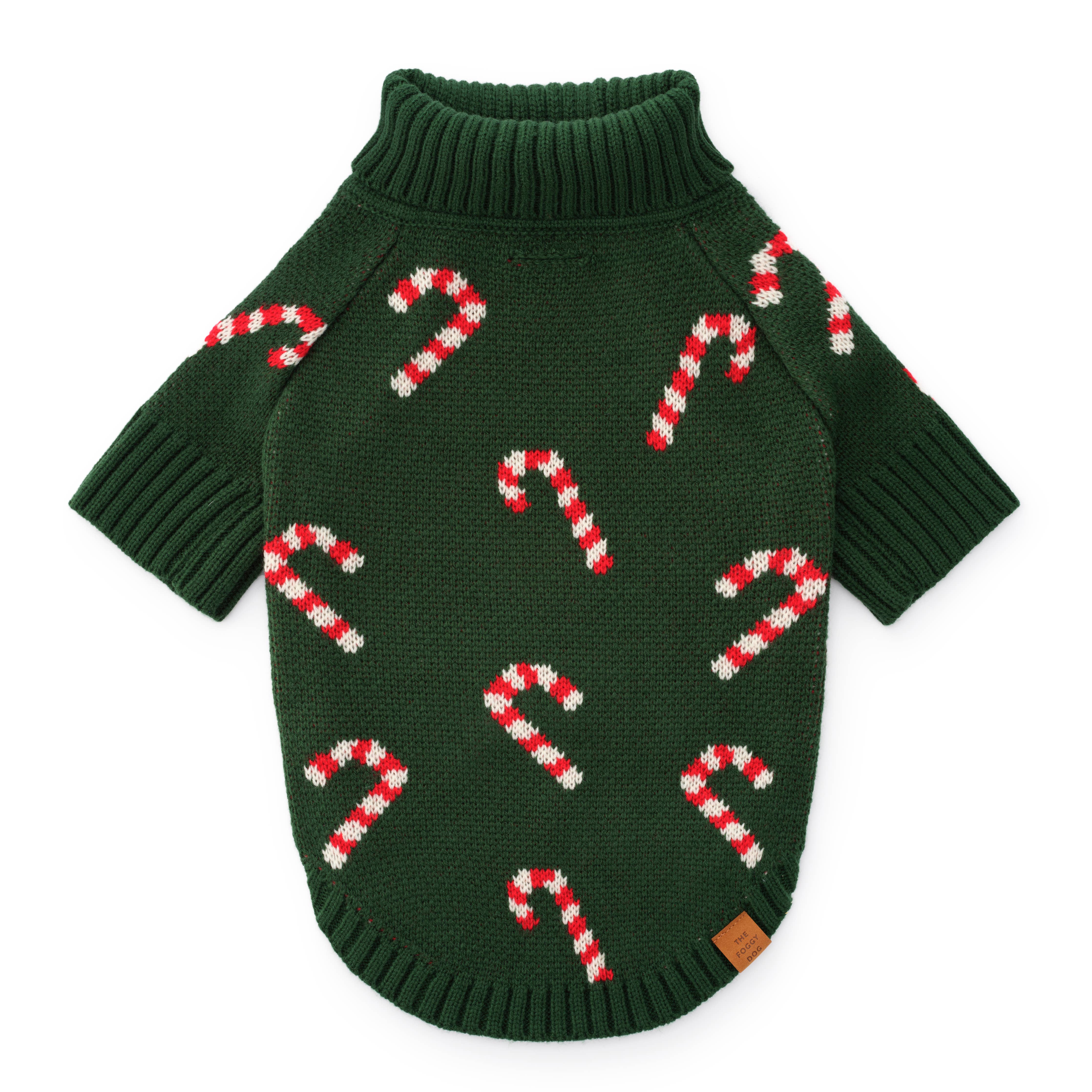 The Foggy Dog Candy Canes Holiday Dog Sweater