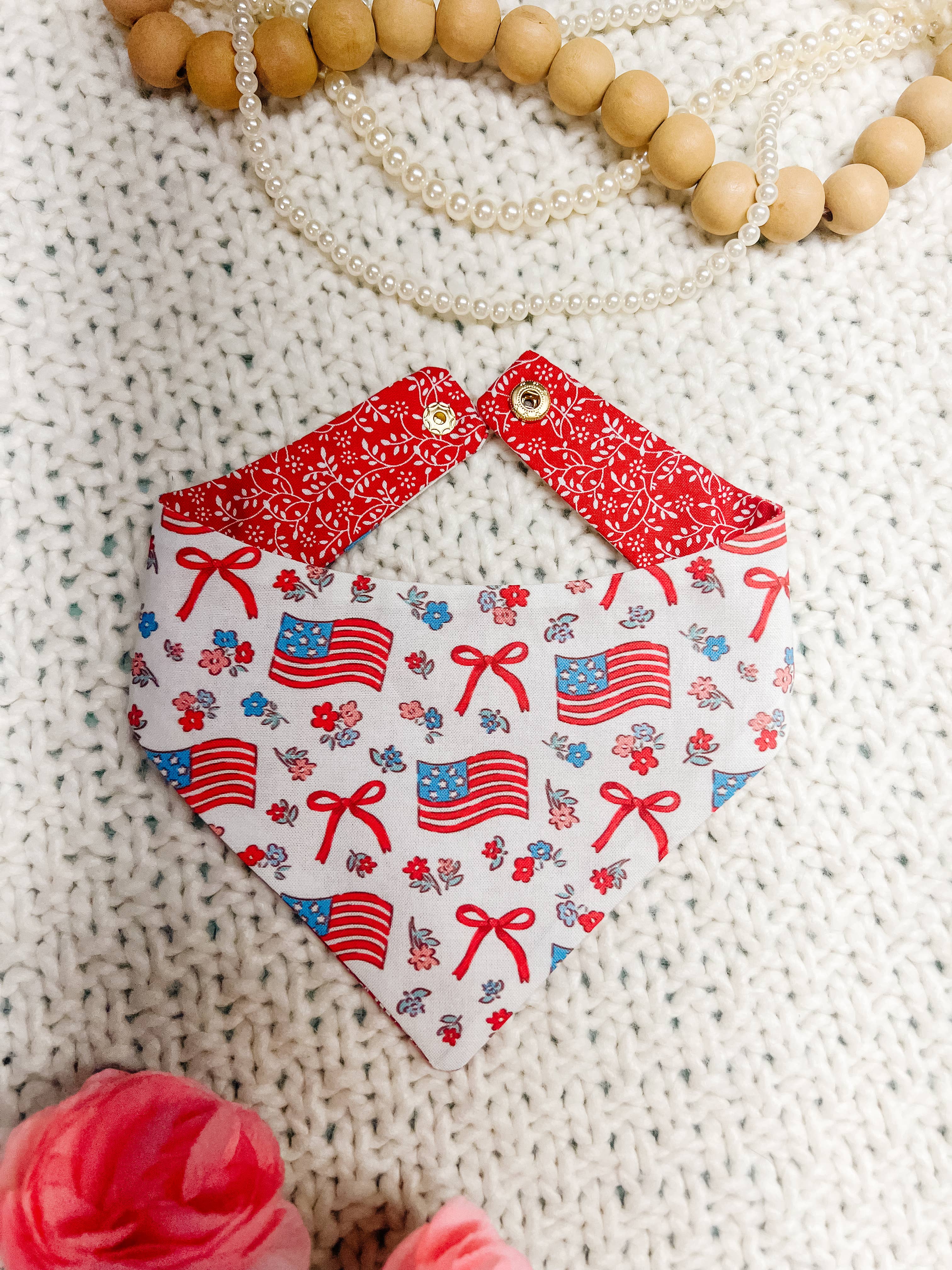 Stellaloo American Flag Snap-On Dog Bandana Reversible