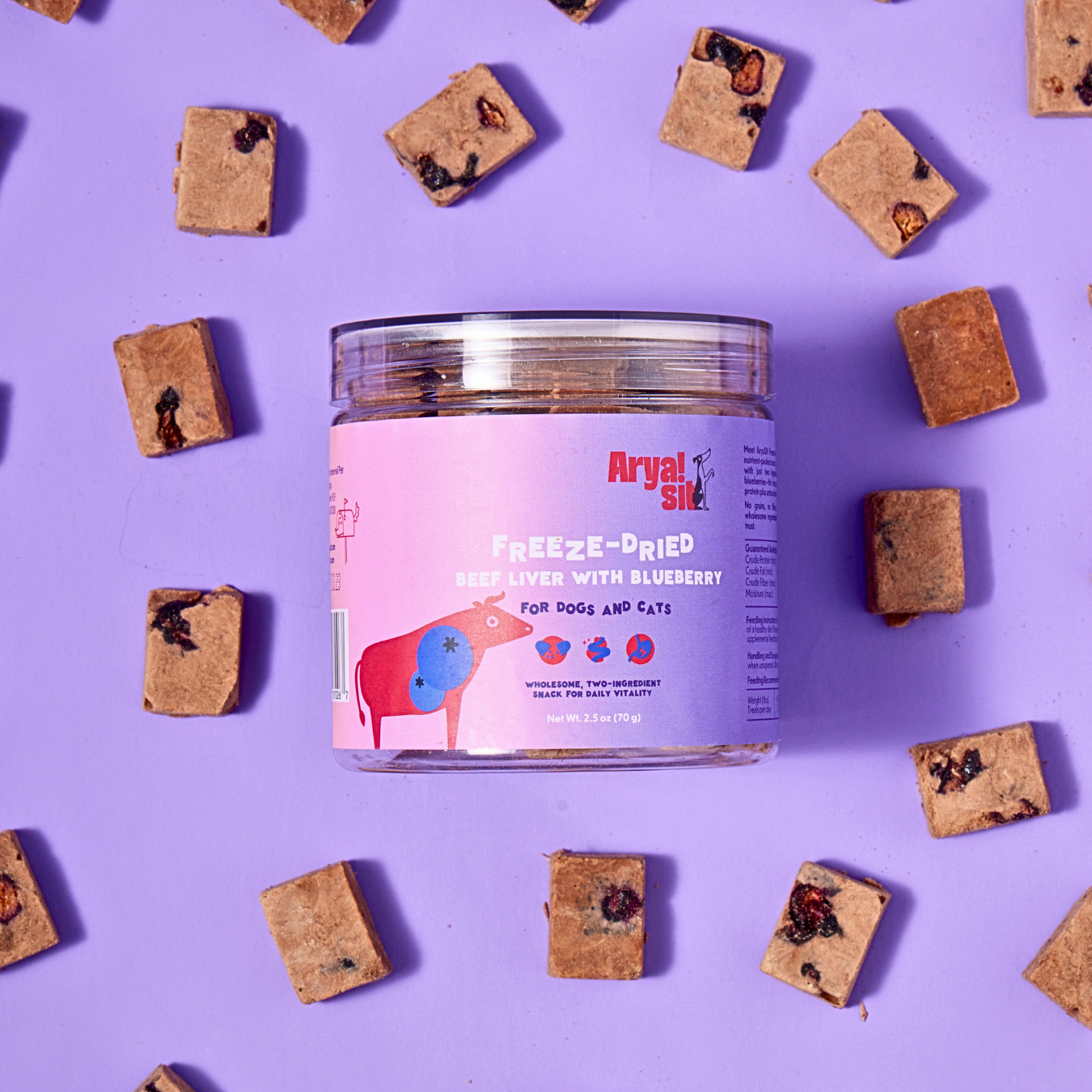 Arya Sit! Freeze-Dried Beef Liver with Blueberry 2.5oz