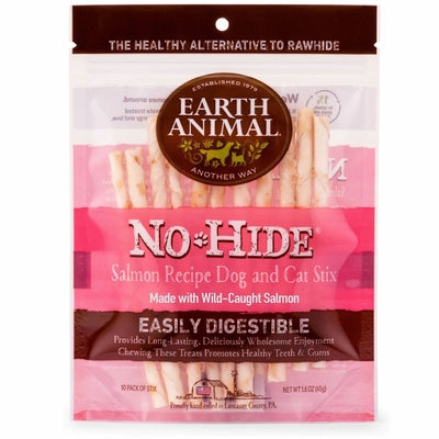 Earth Animal Dog Cat No Hide Salmon Stix 10ct Treat