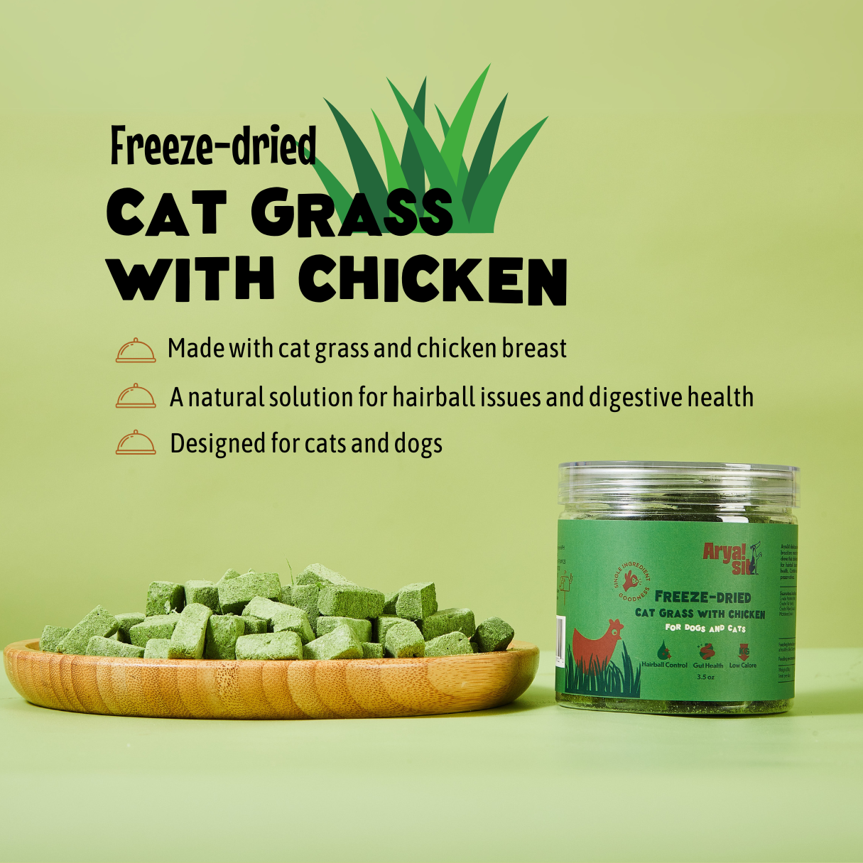 Arya Sit! Freeze-Dried Cat Grass 2.1oz